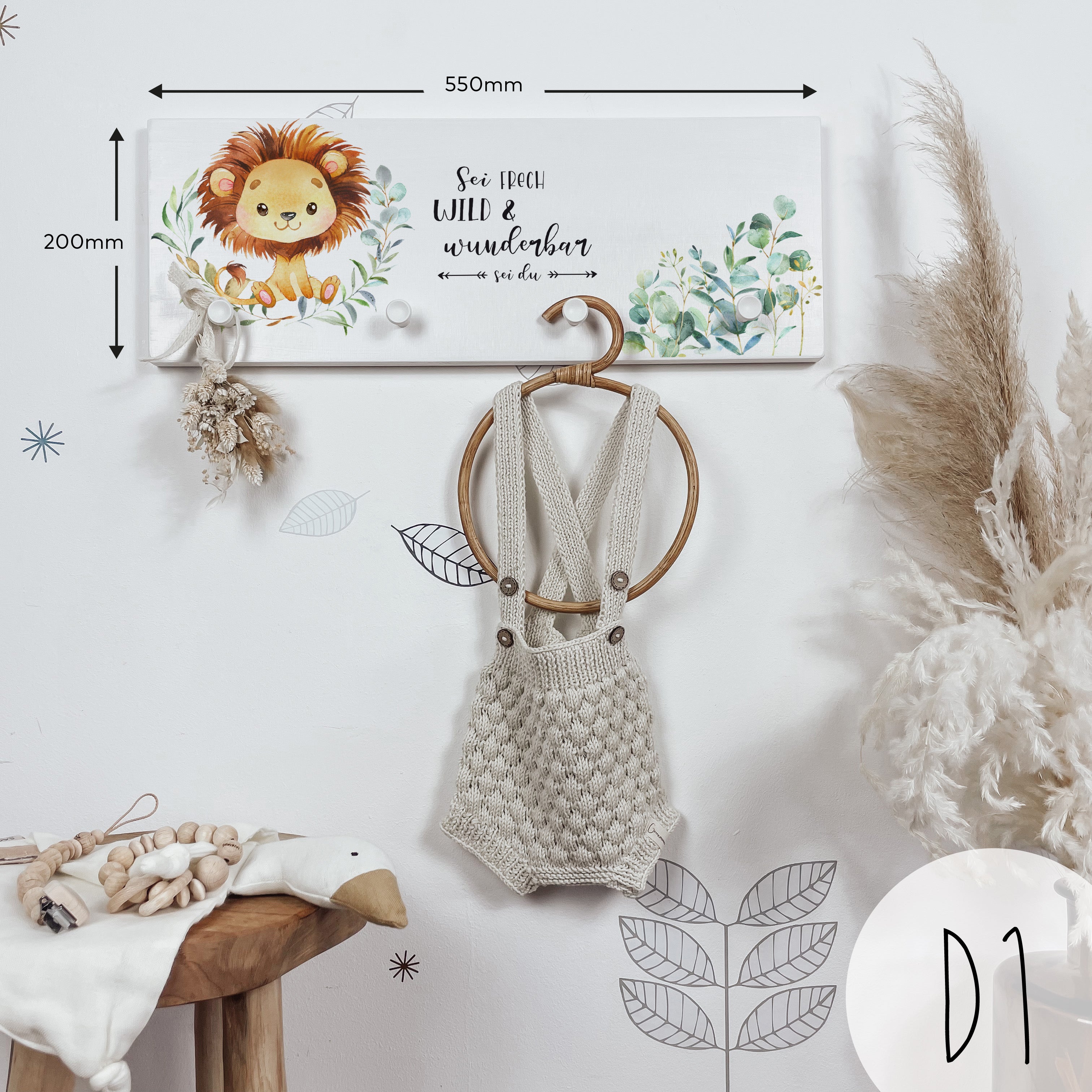 Garderobe | Kinderzimmer | Hakenleiste | personalisierbar - EUKALYPTUS