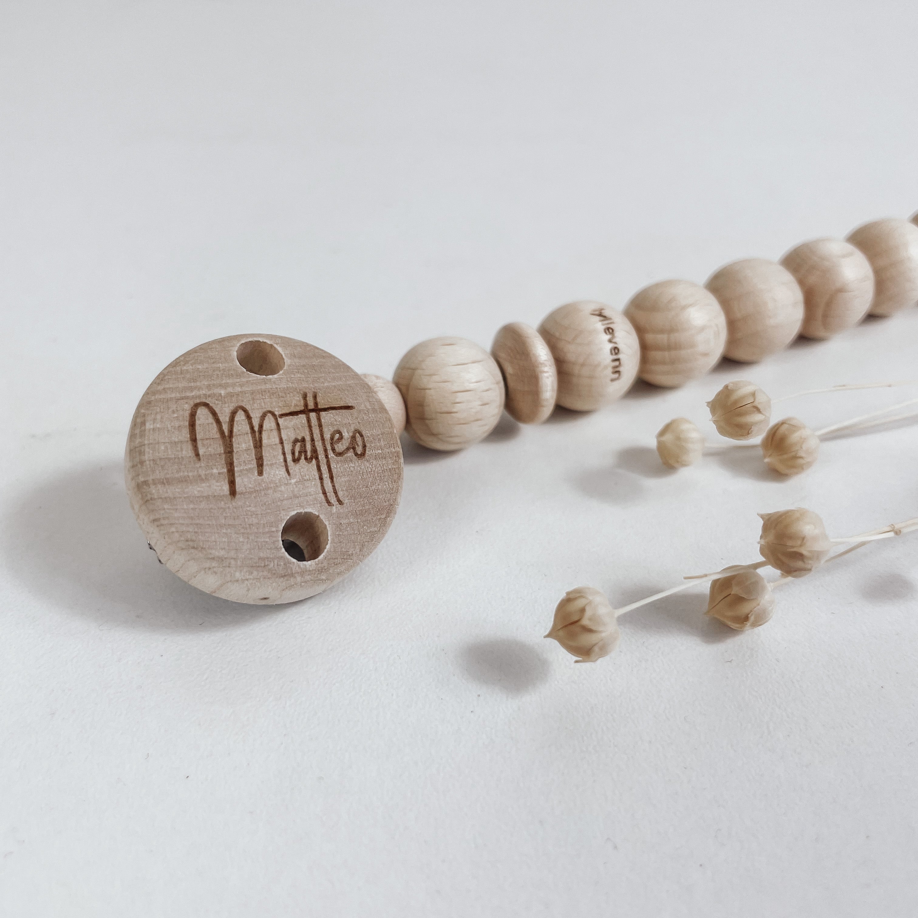 Schnullerkette naturbelassen & personalisierbar – PURE