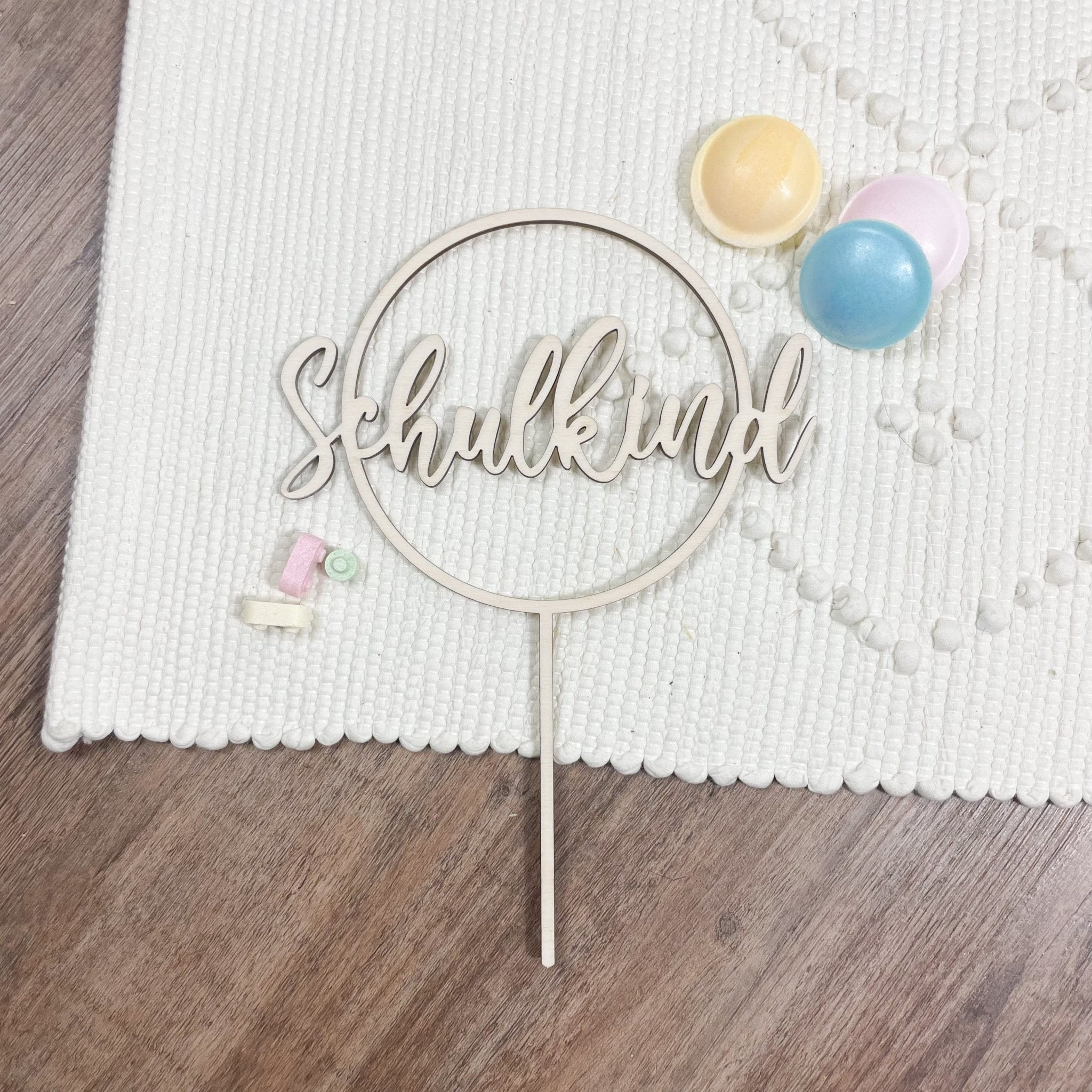 Caketopper Holz - Kranz Schulkind - lyllevenn