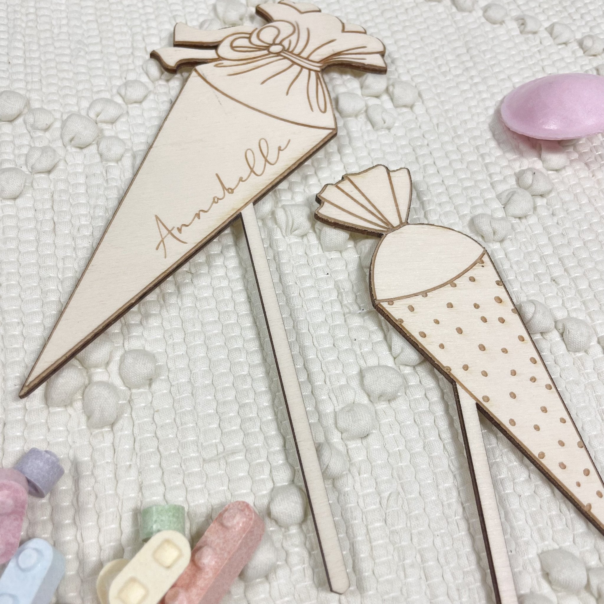 Caketopper Holz personalisiert - Schultüten - lyllevenn