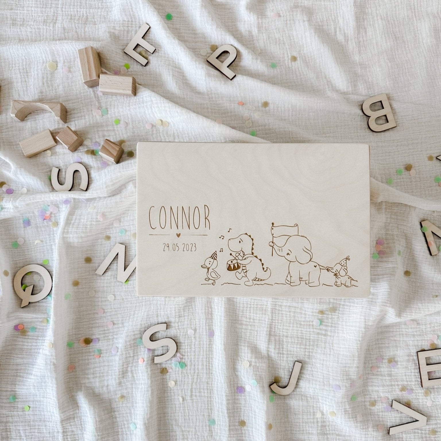 Erinnerungskisten Holz personalisiert - Tierparty - lyllevenn