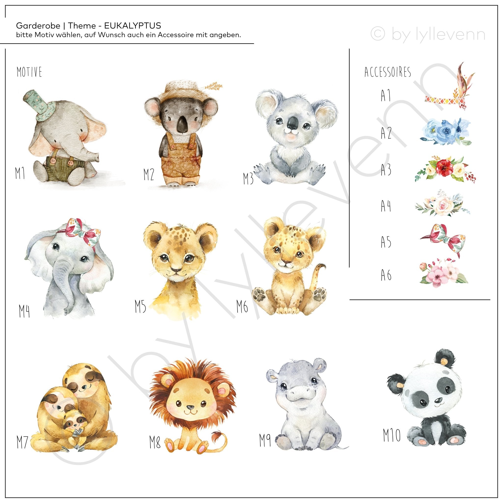 Garderobe | Kinderzimmer | Hakenleiste | personalisierbar - EUKALYPTUS - lyllevenn-store