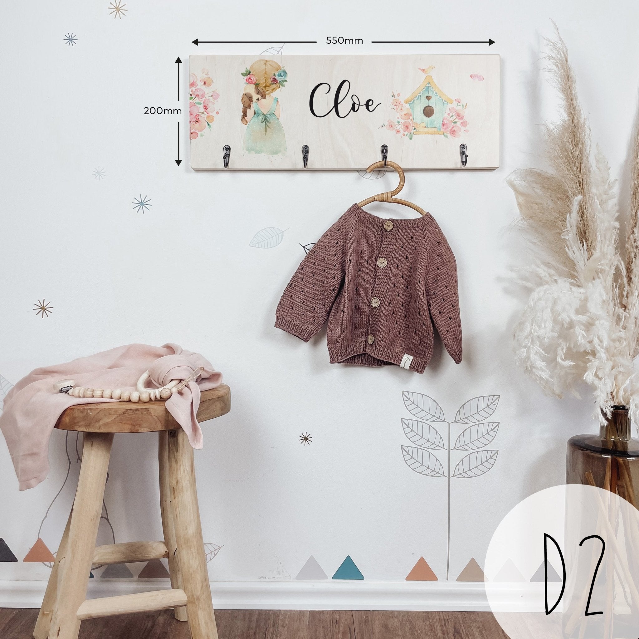 Garderobe | Kinderzimmer | Hakenleiste | personalisierbar - KLEINER FRÜHLING - lyllevenn-store