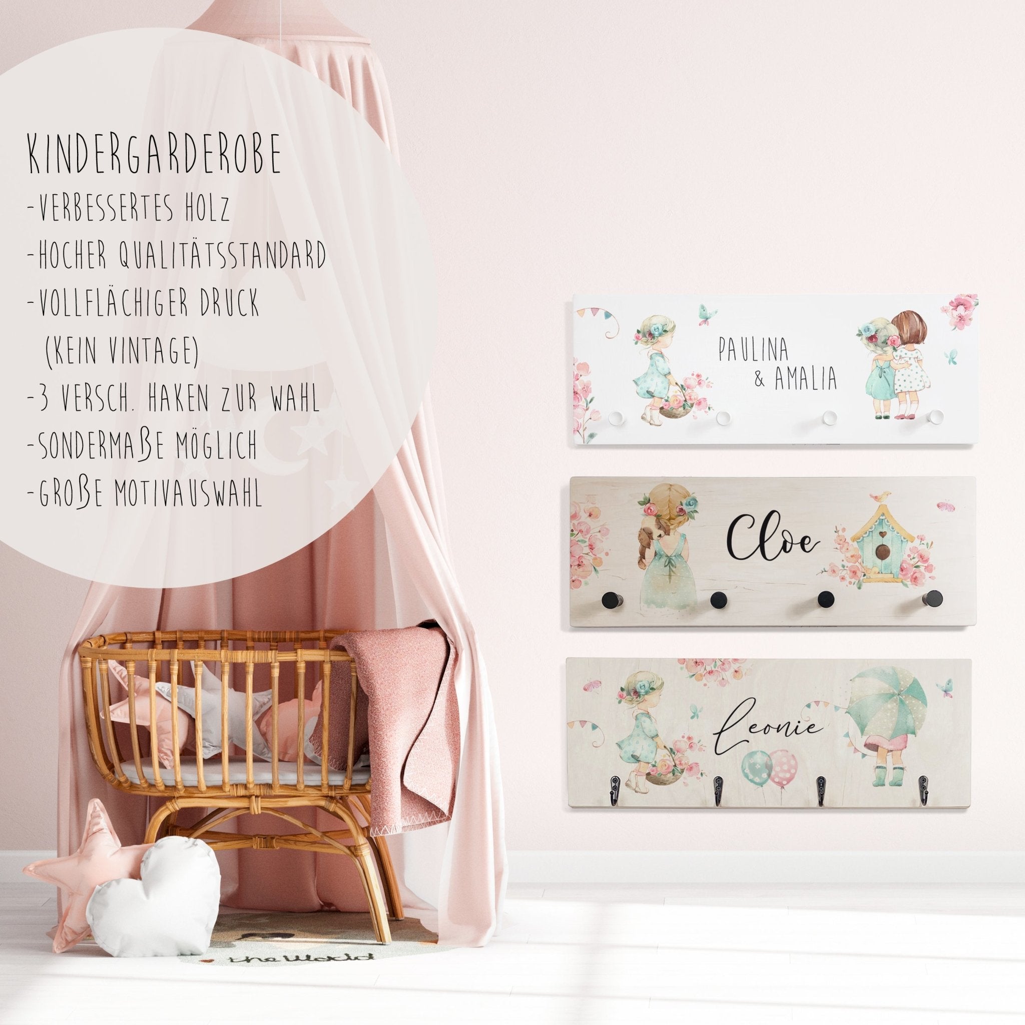 Garderobe | Kinderzimmer | Hakenleiste | personalisierbar - KLEINER FRÜHLING - lyllevenn-store