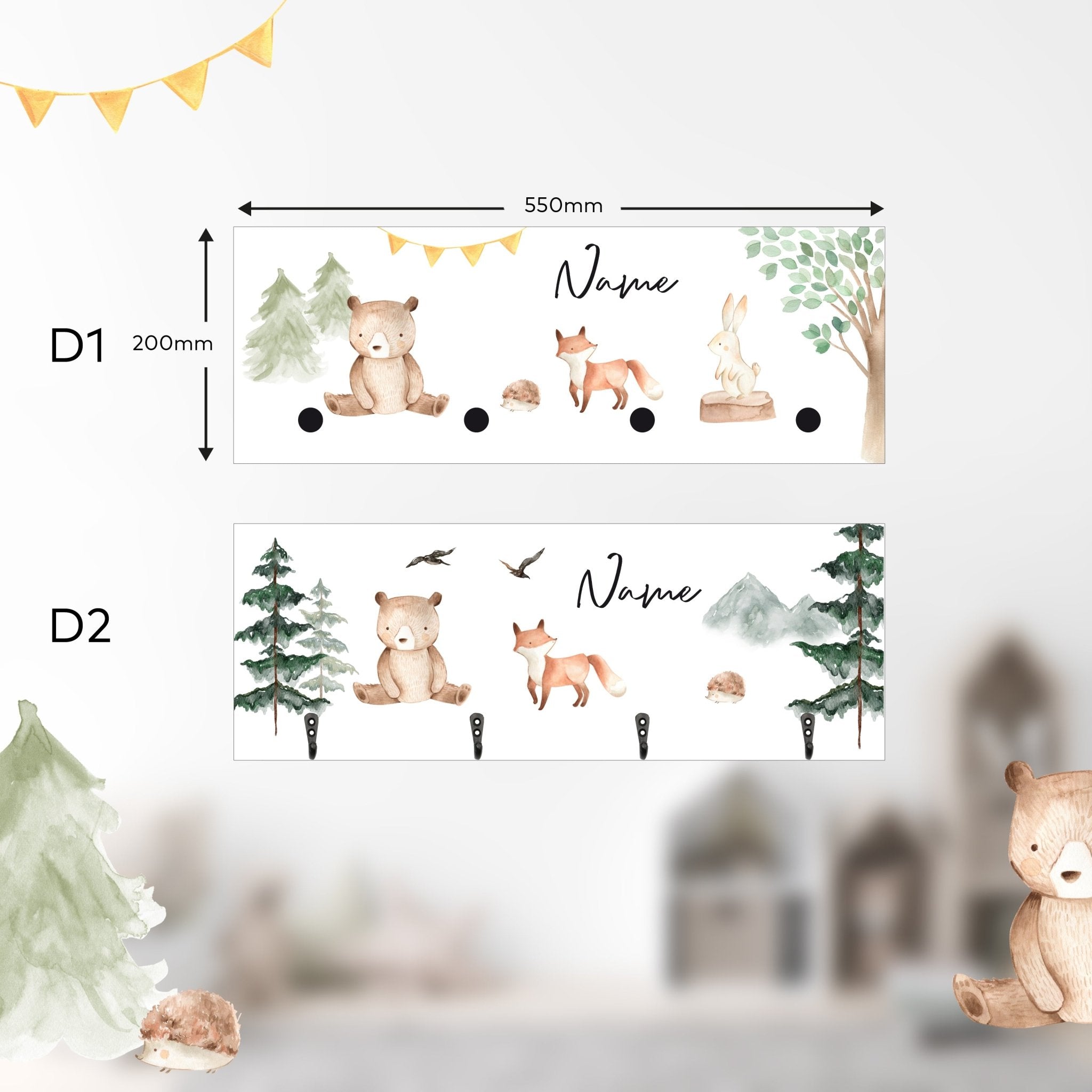 Garderobe | Kinderzimmer | Hakenleiste | personalisierbar - WALDTIERE - lyllevenn-store