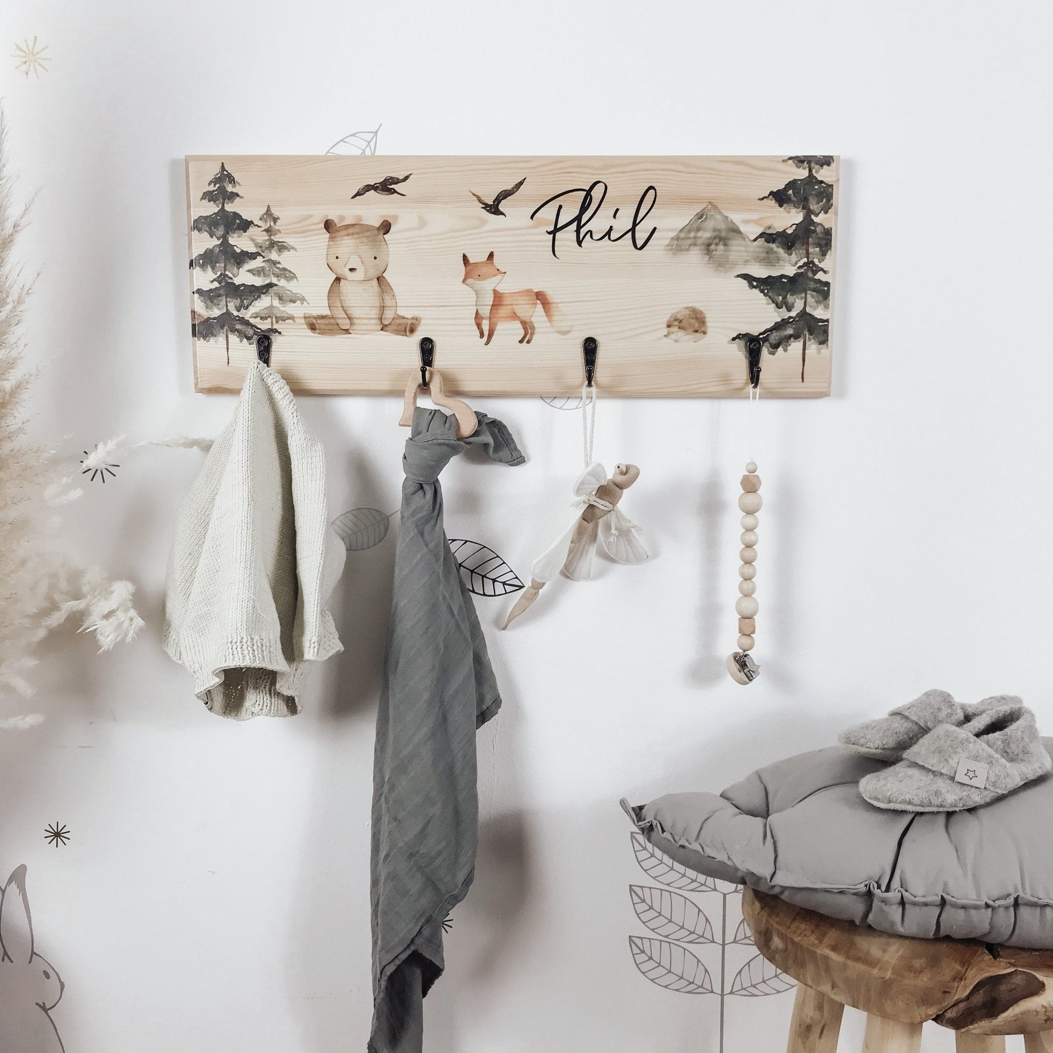 Garderobe | Kinderzimmer | Hakenleiste | personalisierbar - WALDTIERE - lyllevenn-store