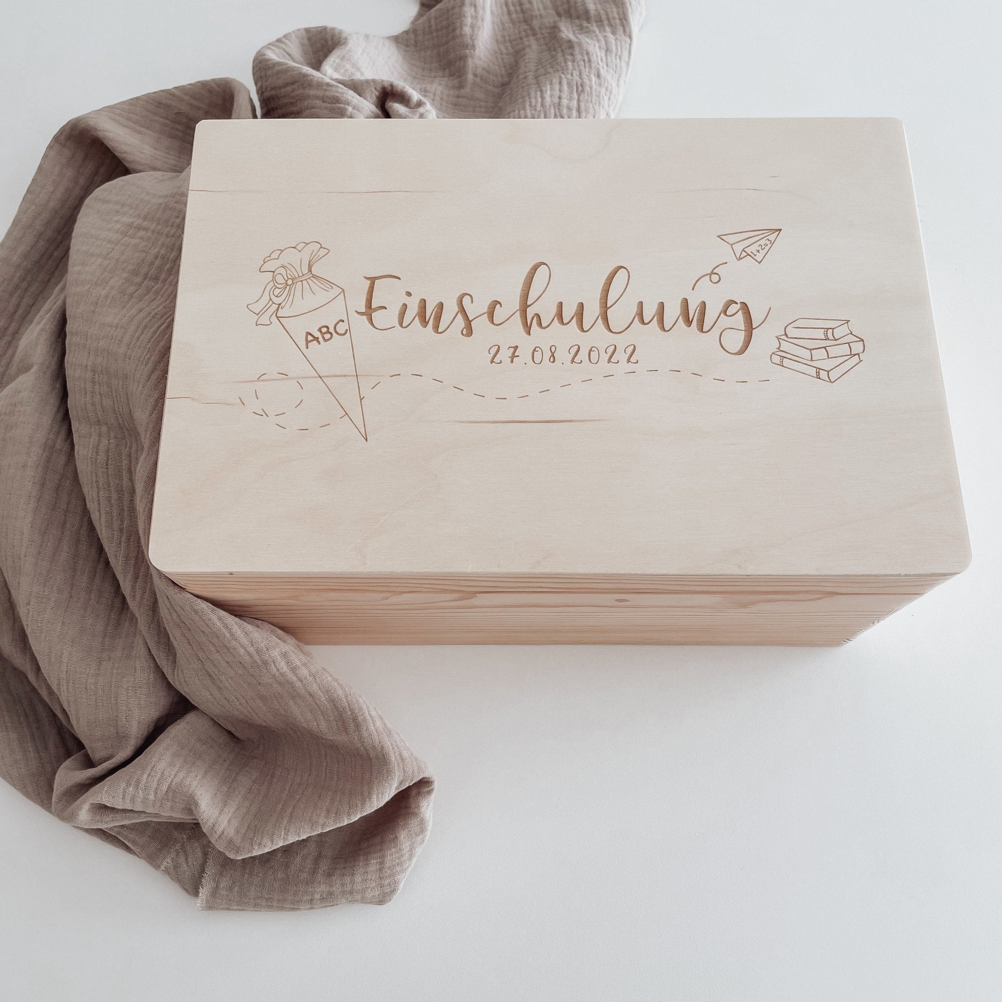 Holzkiste | Hochzeit | Erinnerungen | Natur | graviert - EINSCHULUNG - lyllevenn-store