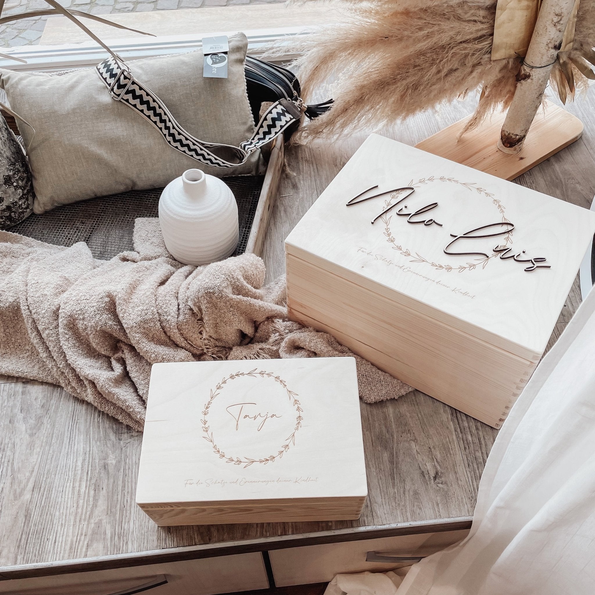 Holzkisten | Erinnerungskisten | Natur | garviert - BLÄTTERKRANZ - lyllevenn-store