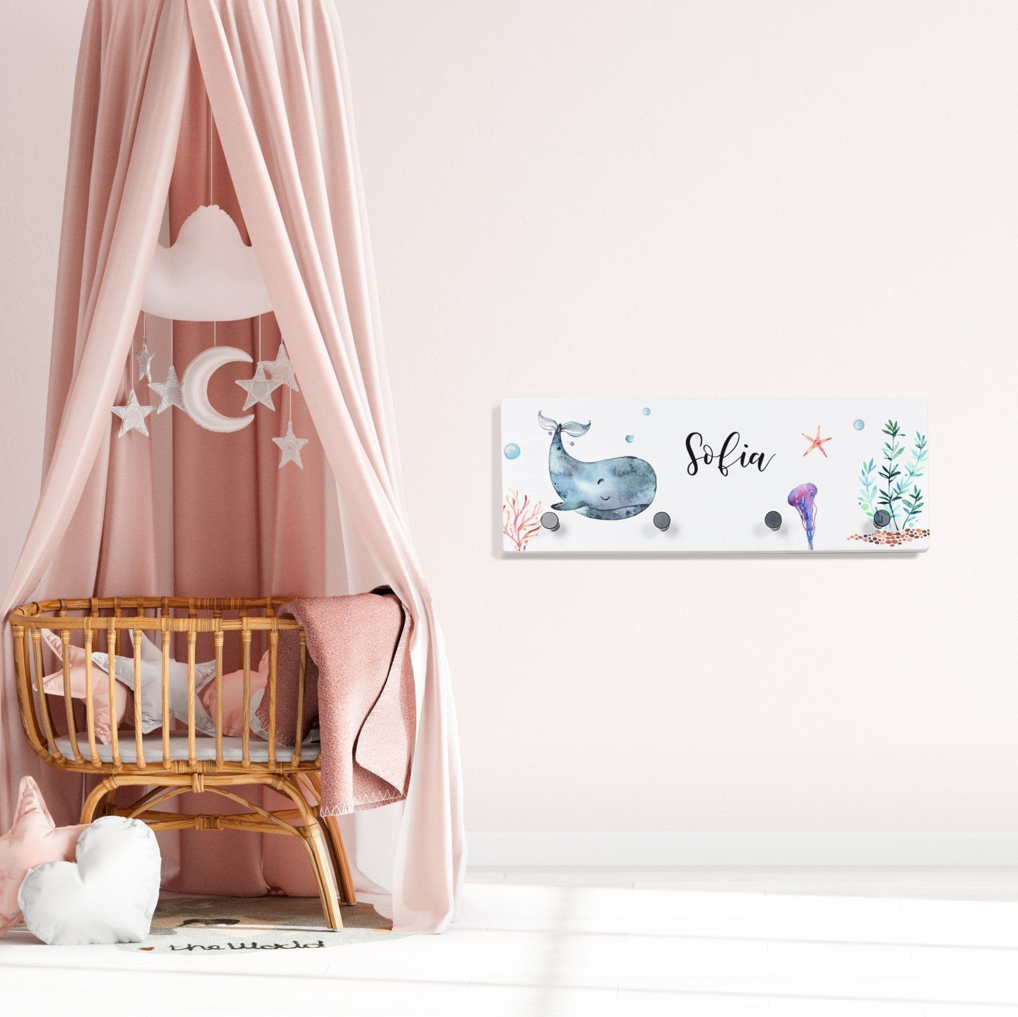 Kindergarderobe Holz personalisiert - Unterwasserwelt - lyllevenn