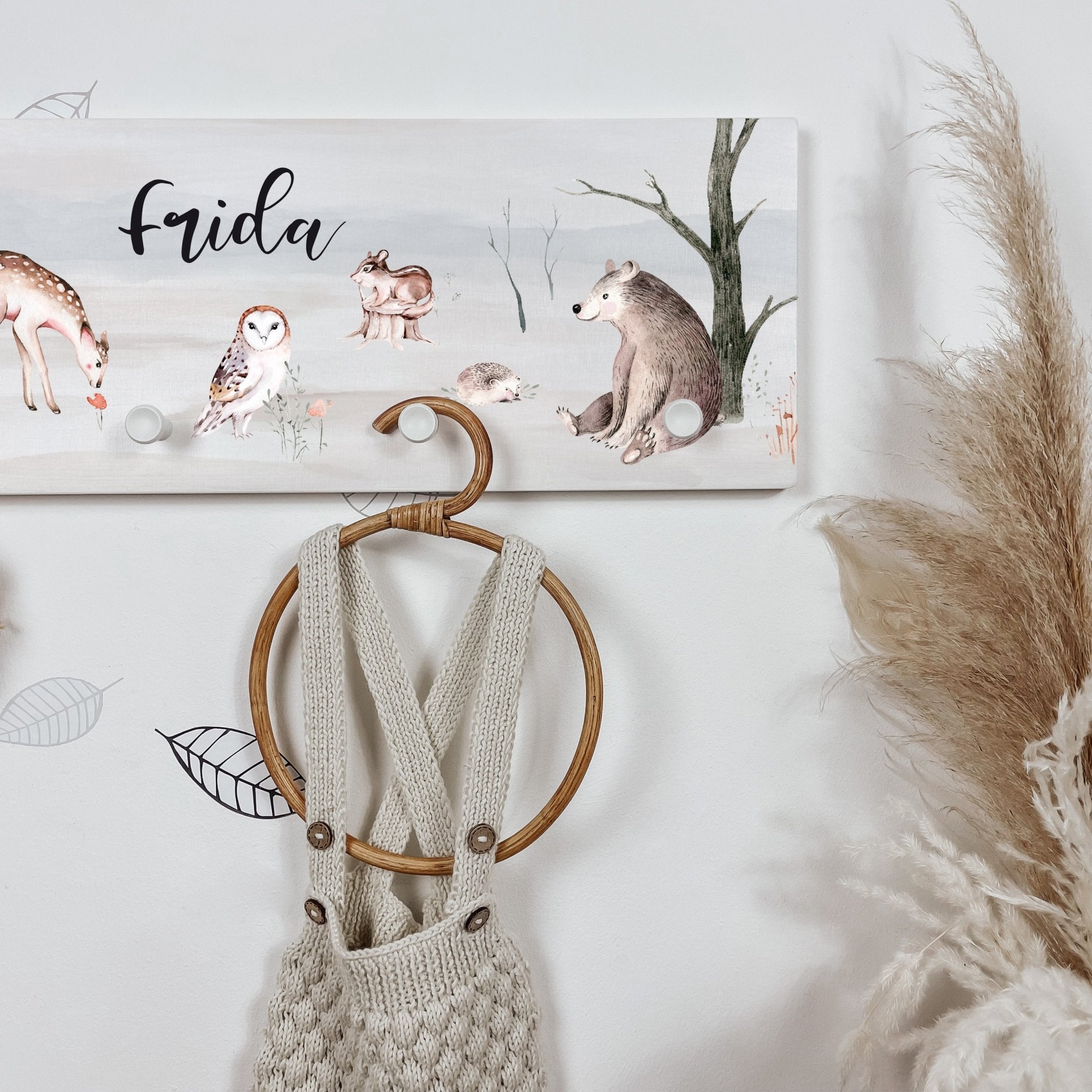 Kindergarderobe Holz personalisiert - Woodland - lyllevenn