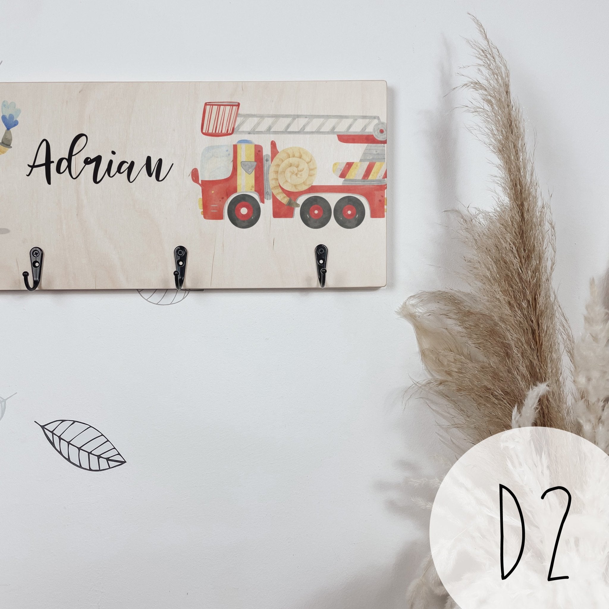 Kindergarderobe | Kinderzimmer | Hakenleiste | personalisierbar - FEUERWEHR - lyllevenn-store