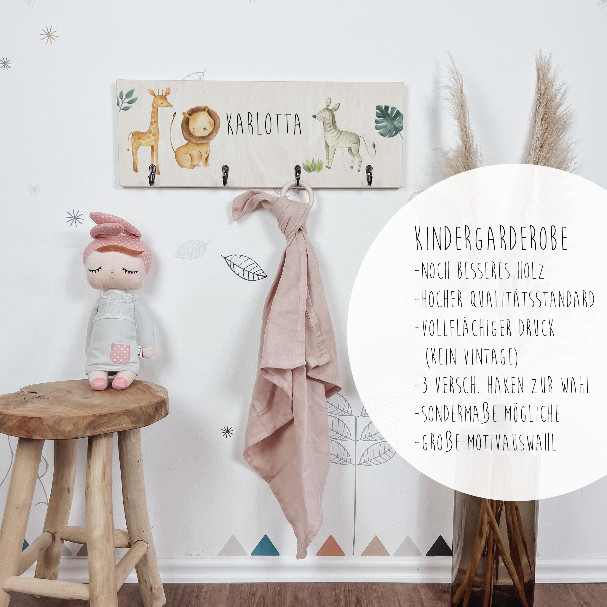 Kindergarderobe | Kinderzimmer | Hakenleiste | personalisierbar - SAFARI MINI - lyllevenn-store