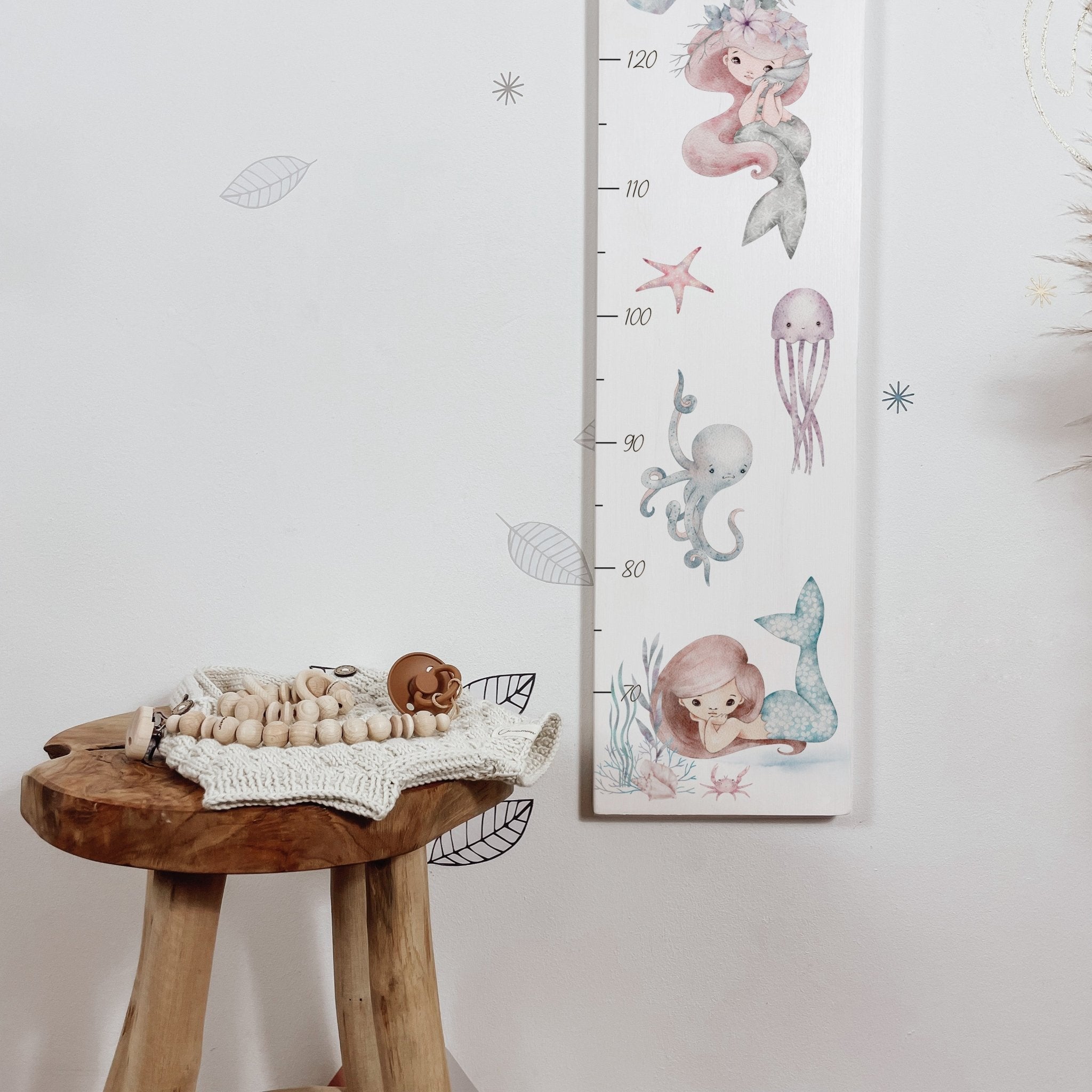Kindermesslatte Holz personalisiert - Mermaid & Friends - lyllevenn