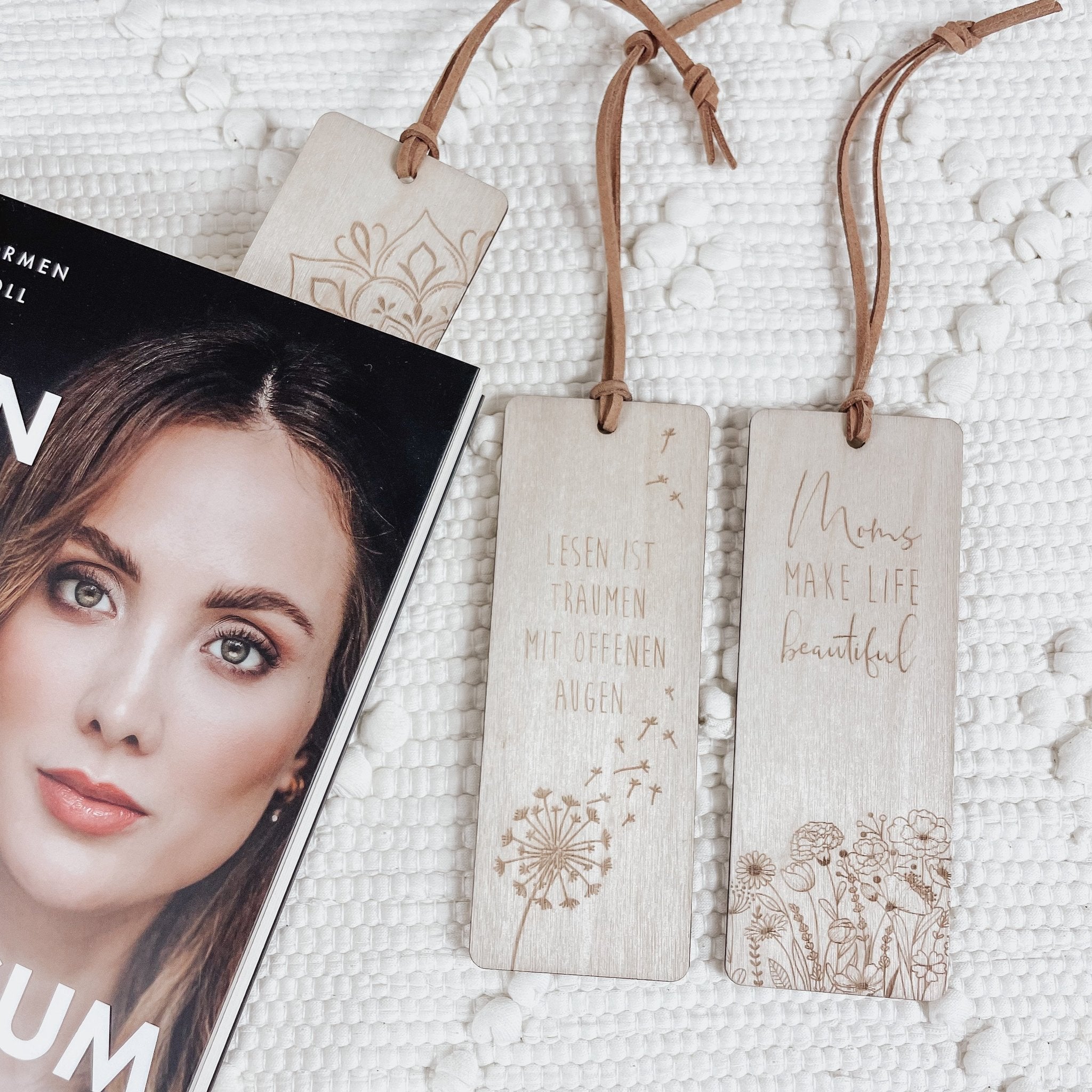 Lesezeichen aus Holz - Floral - lyllevenn