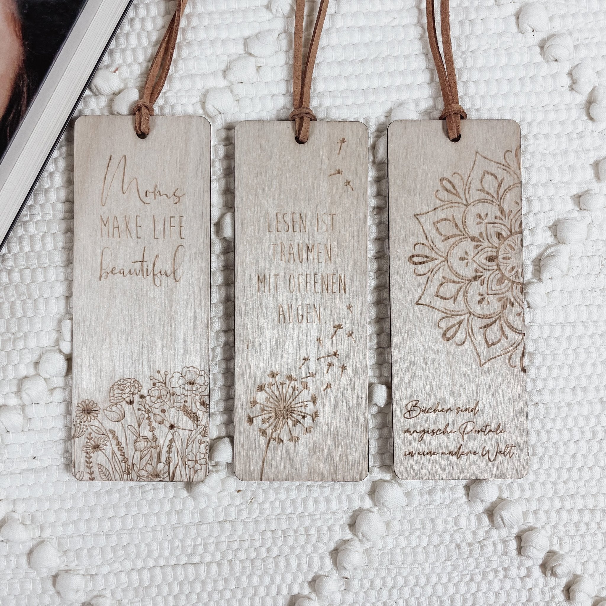 Lesezeichen aus Holz I FLORAL - zur Auswahl - lyllevenn-store