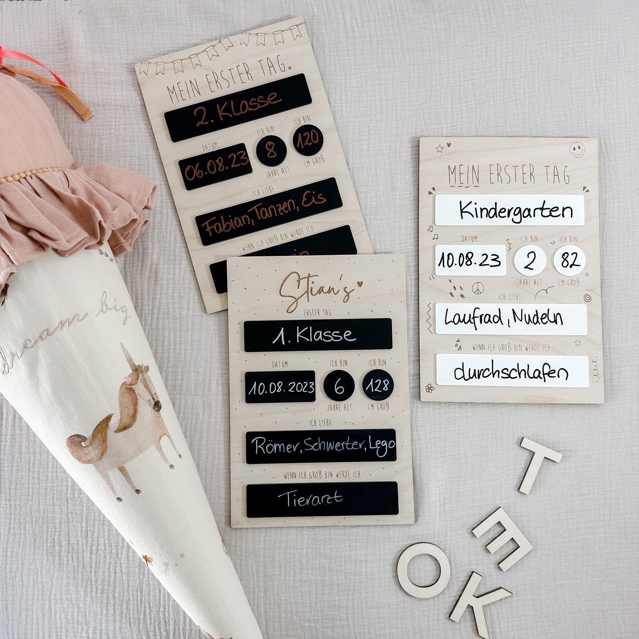 Mein erster Tag | Tafel Wiederbeschreibbar – Schulkind - lyllevenn-store