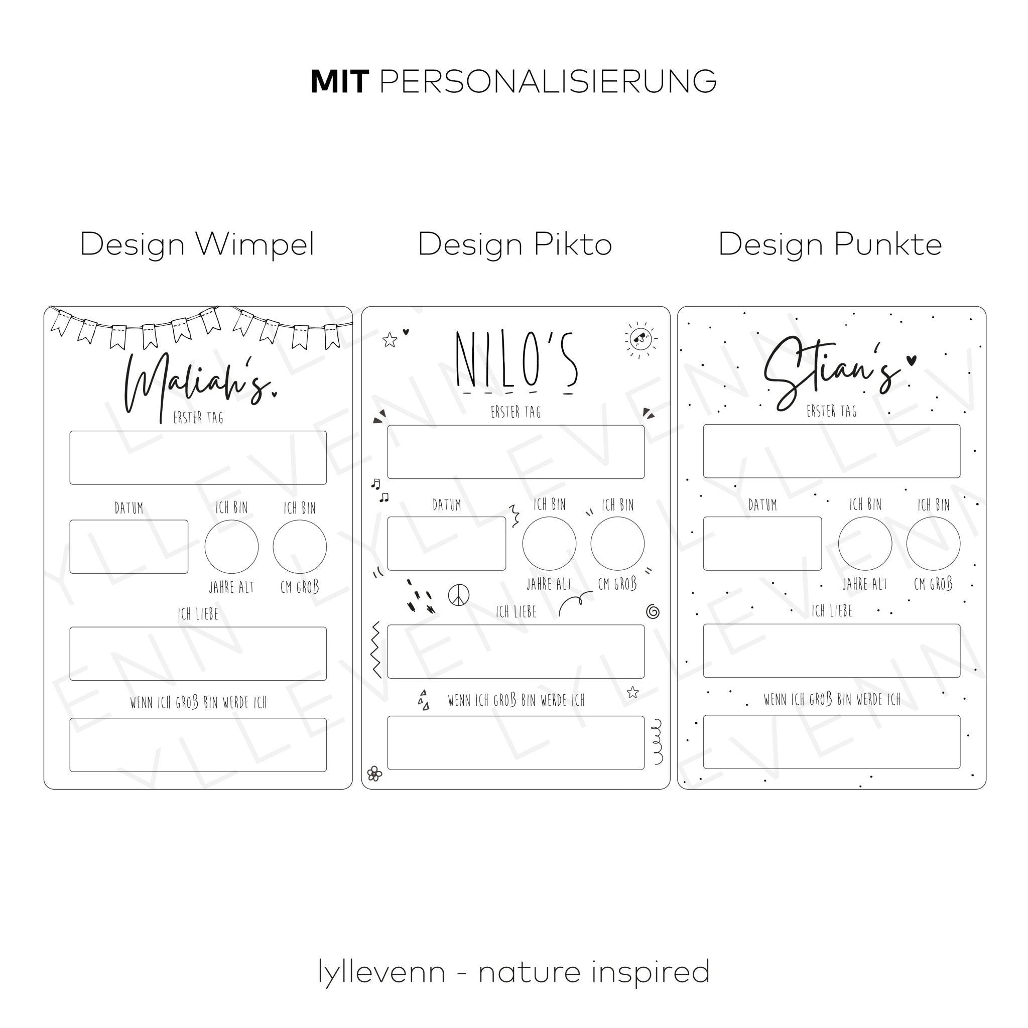 Mein erster Tag | Tafel Wiederbeschreibbar – Schulkind - lyllevenn-store