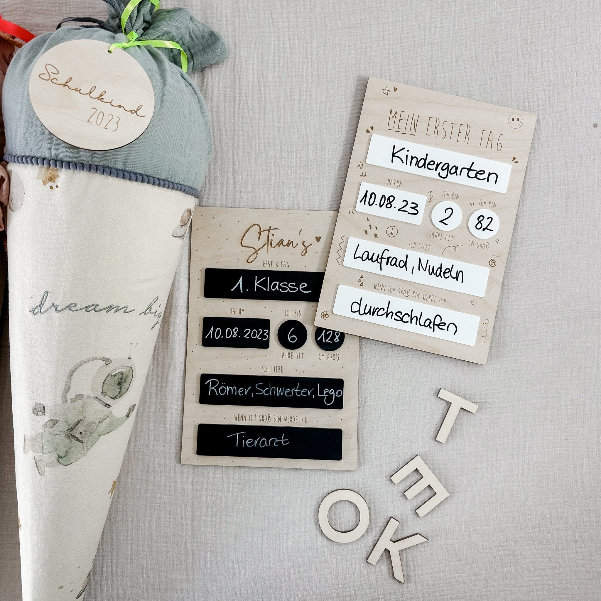 Mein erster Tag | Tafel Wiederbeschreibbar – Schulkind - lyllevenn-store