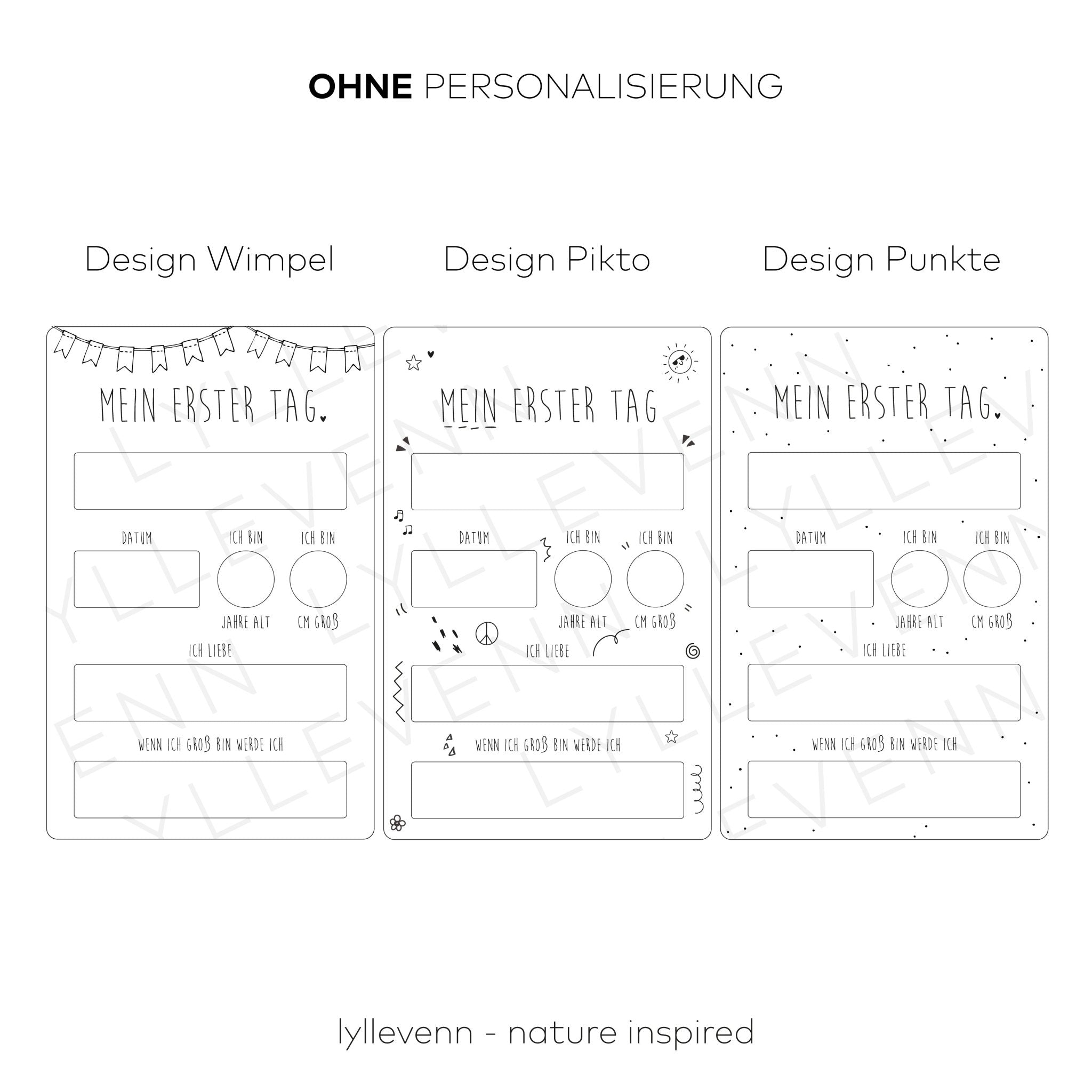 Mein erster Tag | Tafel Wiederbeschreibbar – Schulkind - lyllevenn-store