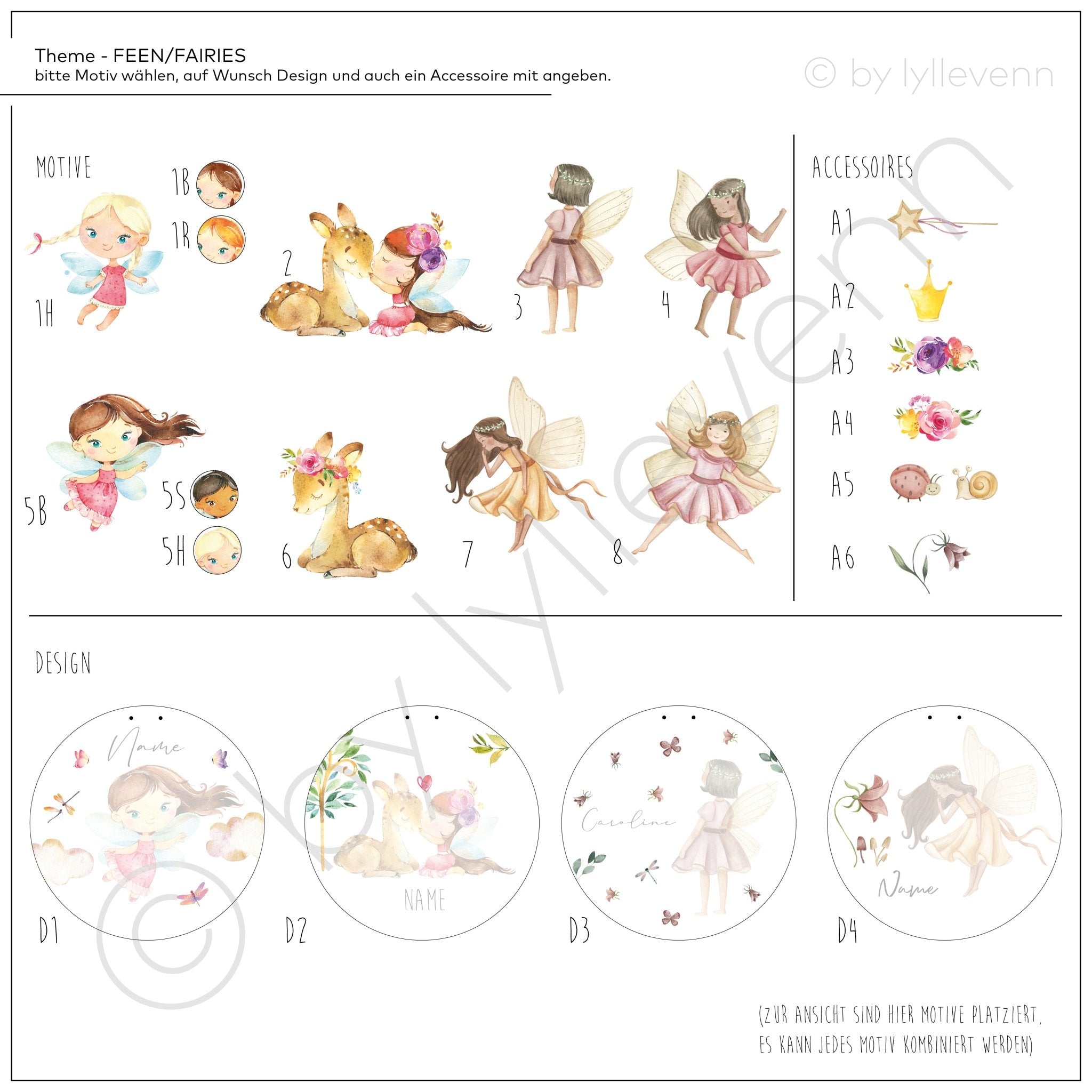 Namensschild | Kinderzimmer | Holzschild | personalisierbar - FEEN / FAIRIES - lyllevenn
