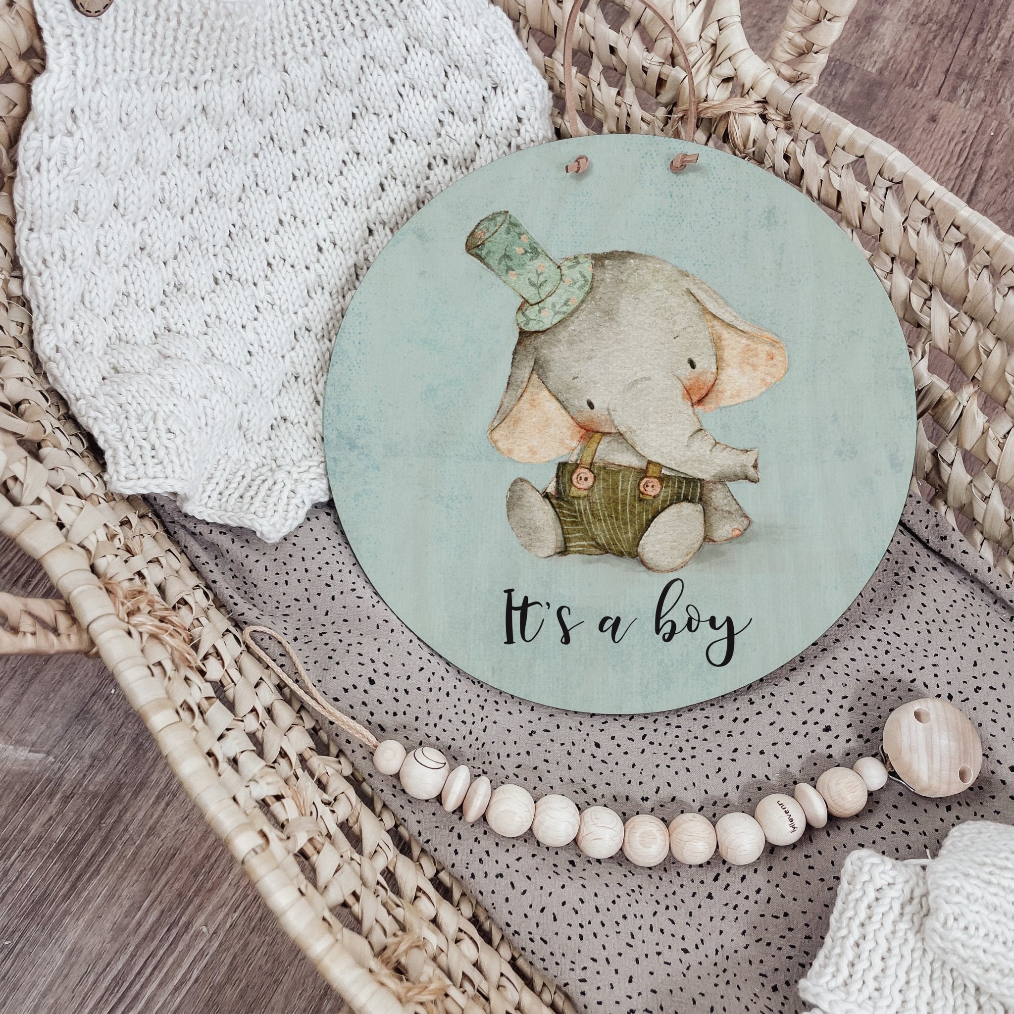 Namensschild | Kinderzimmer | Holzschild | personalisiert - ELEFANT - lyllevenn