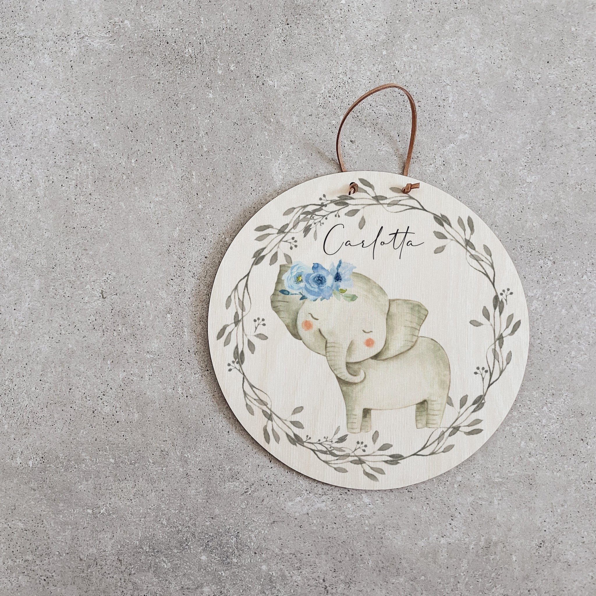 Namensschild | Kinderzimmer | Holzschild | personalisiert - ELEFANT - lyllevenn