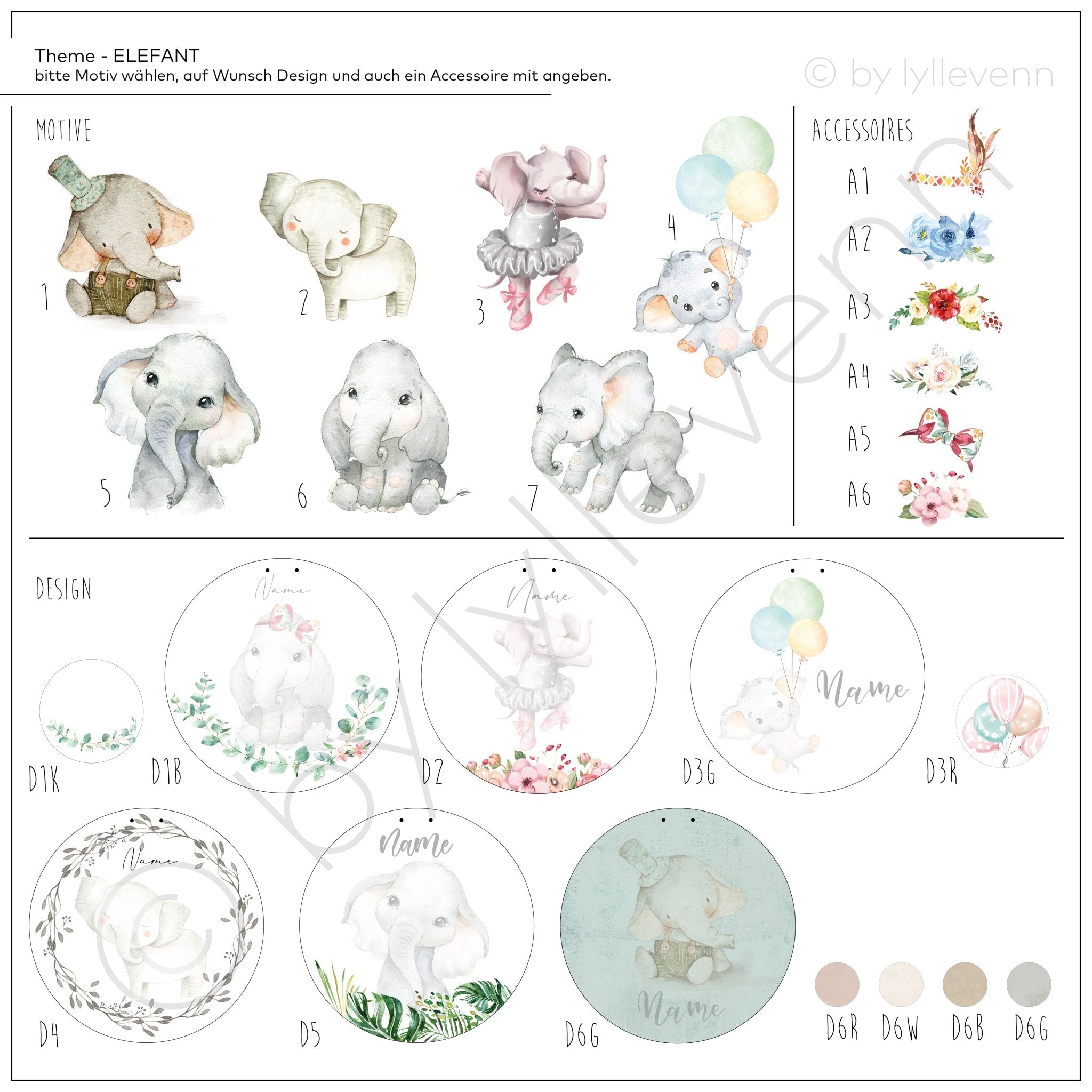 Namensschild | Kinderzimmer | Holzschild | personalisiert - ELEFANT - lyllevenn-store