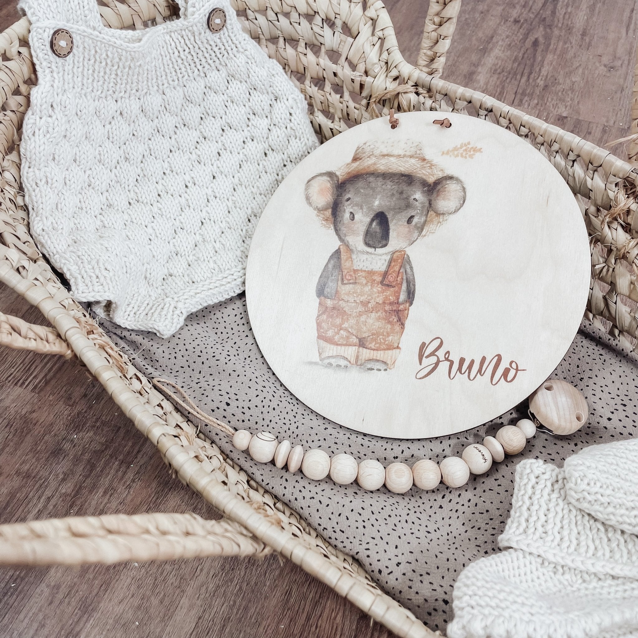 Namensschild | Kinderzimmer | Holzschild | personalisiert - KOALA / PANDA - lyllevenn-store