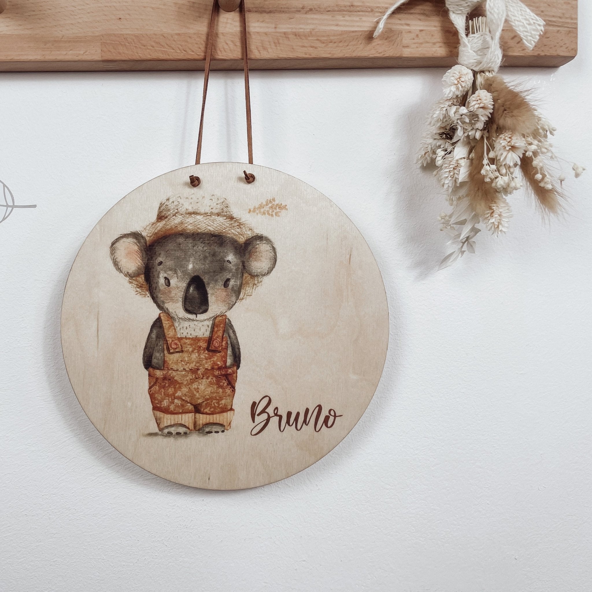 Namensschild | Kinderzimmer | Holzschild | personalisiert - KOALA / PANDA - lyllevenn