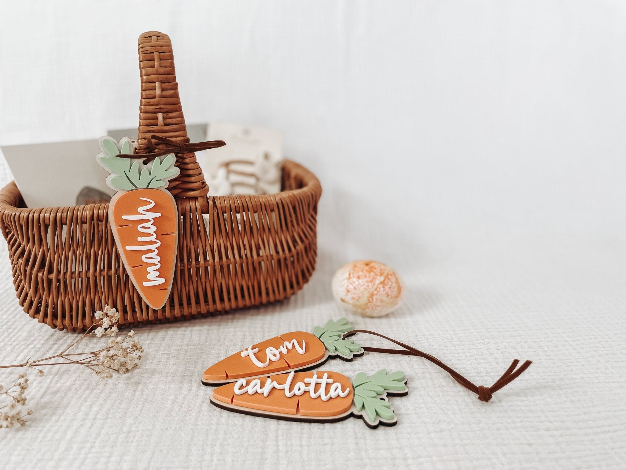 Osterdeko, Anfangsbuchstabe, Geschenk Ostern, 3D Hasenform, Weidenkorb Anhänger - lyllevenn-store