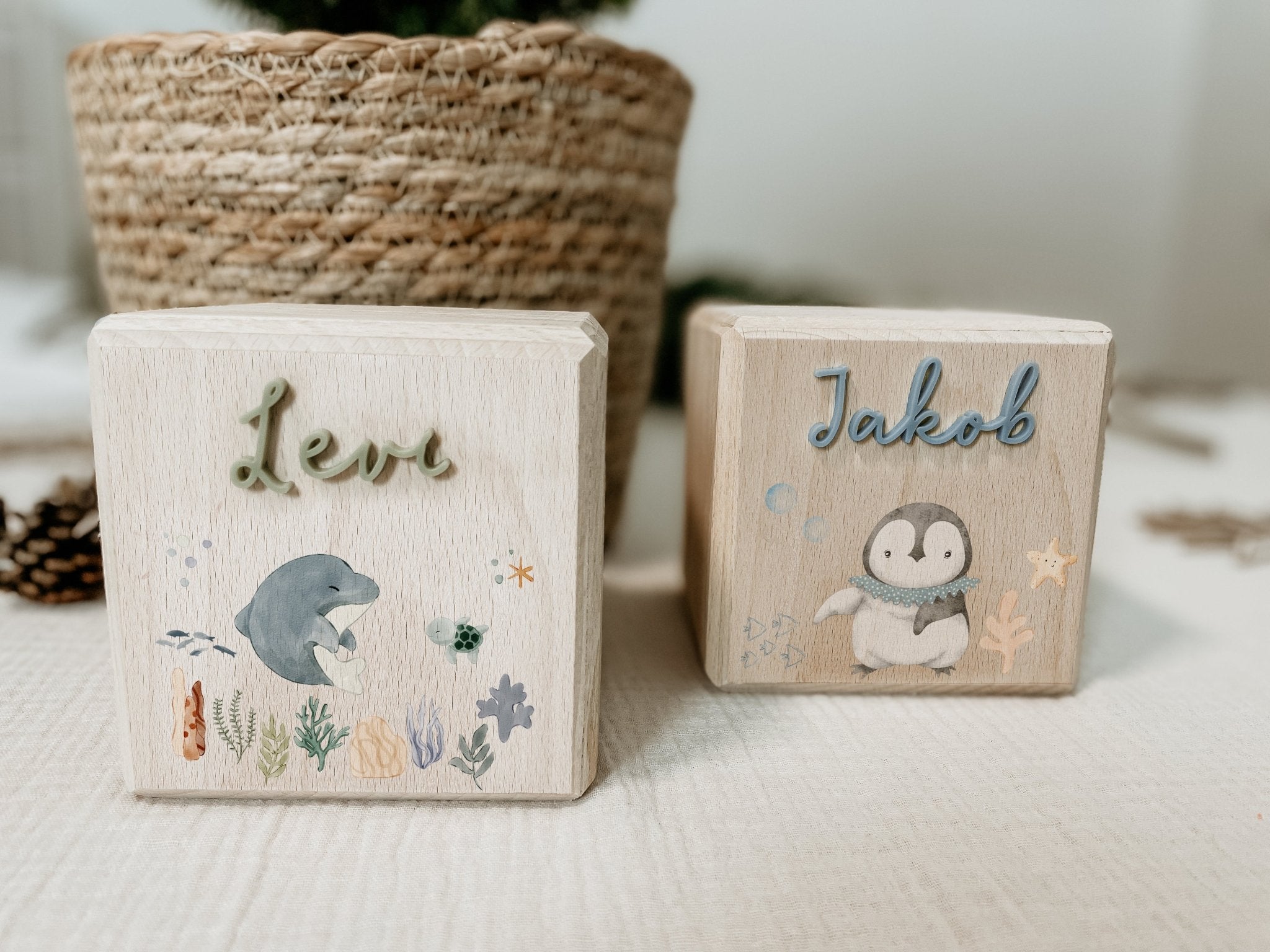 Personalisierte Spardose Holz, WASSERWELT, Sparschwein personalisiert, Spardose Kind, Baby Geschenk Geburt, Holzspardose, Geldgeschenk Taufe - lyllevenn-store