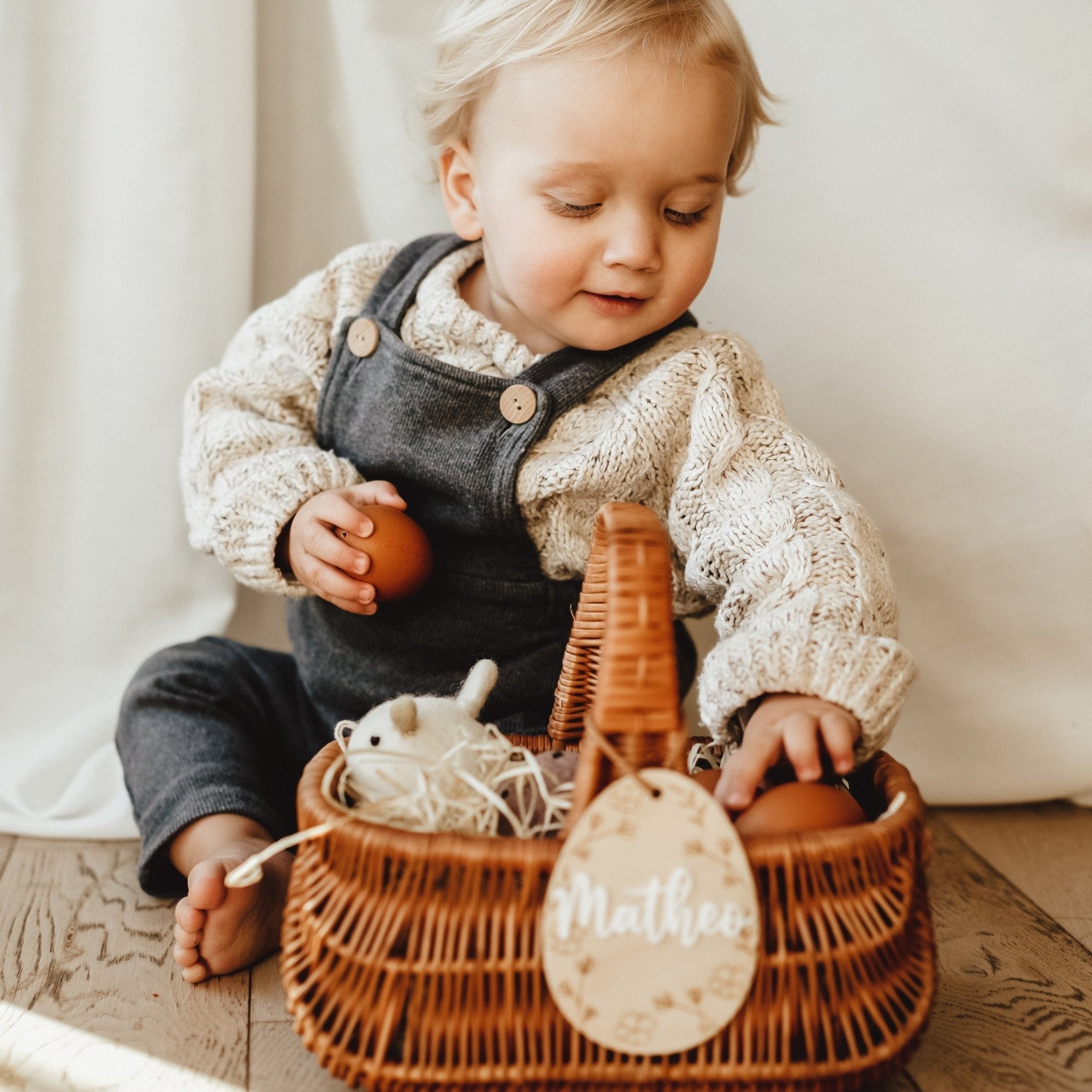Personalisierter 3D Osteranhänger aus Holz – Stilvolle Osterdeko mit Namen - lyllevenn