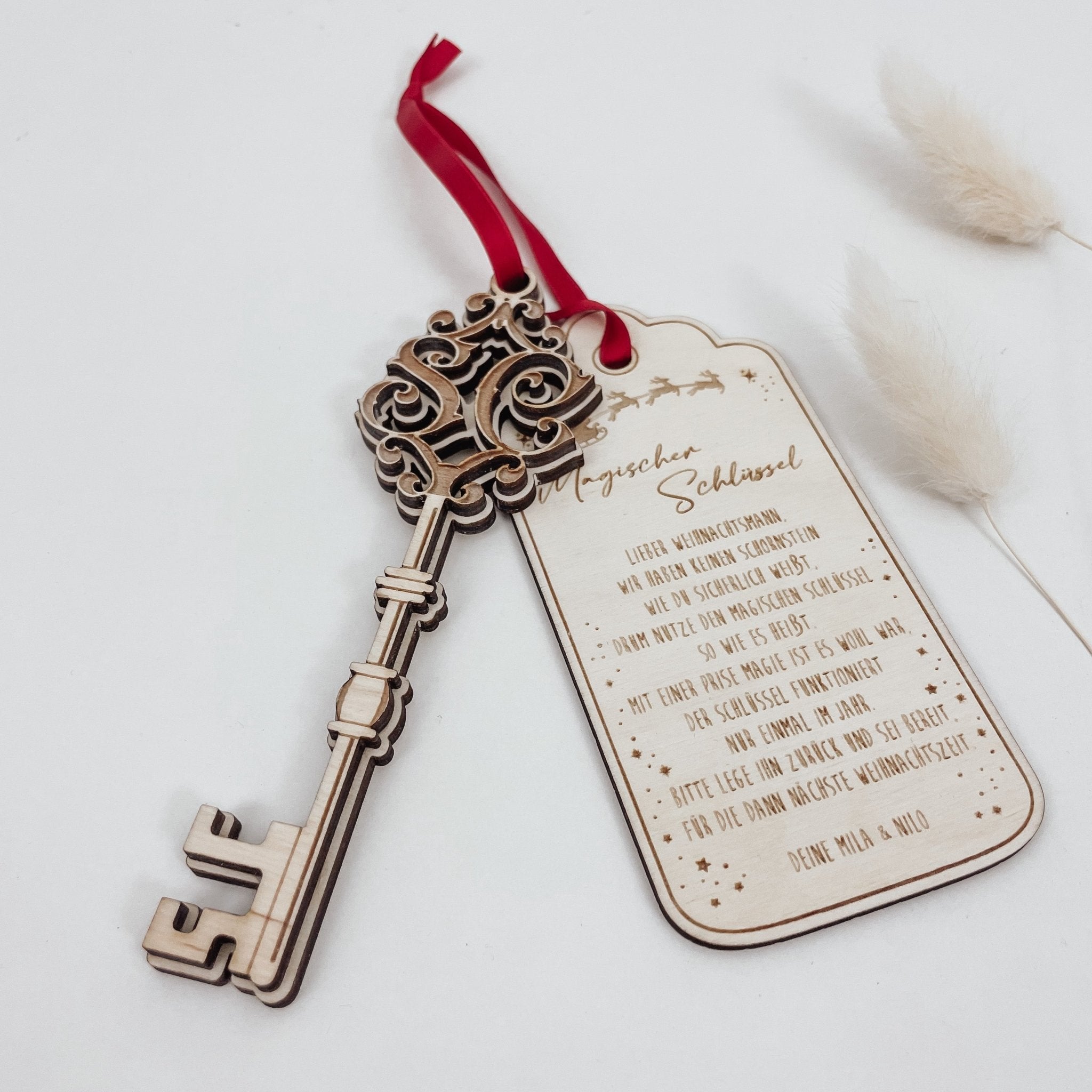 Schlüssel personalisiert Holz - Weihnachtsmann - lyllevenn