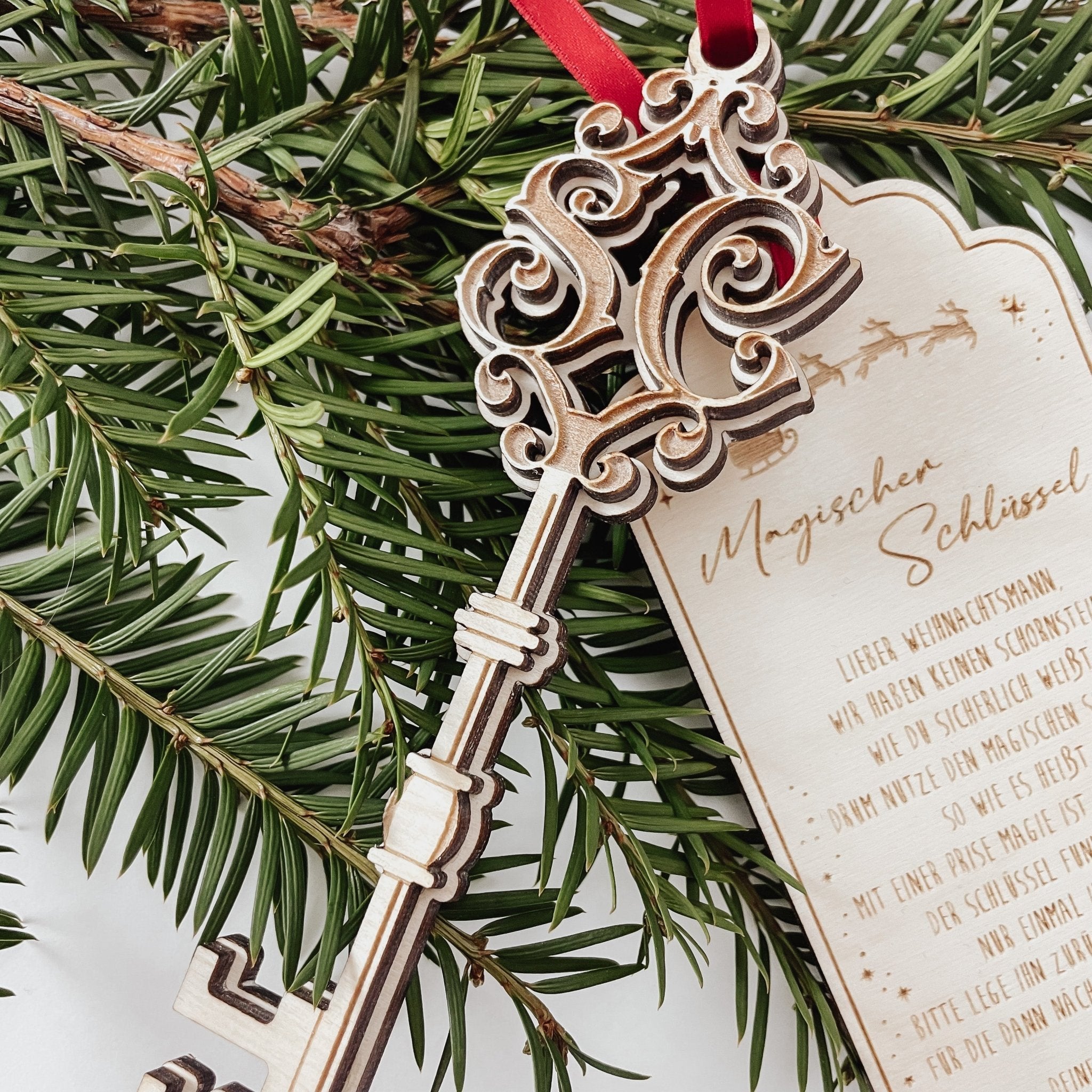 Schlüssel personalisiert Holz - Weihnachtsmann - lyllevenn