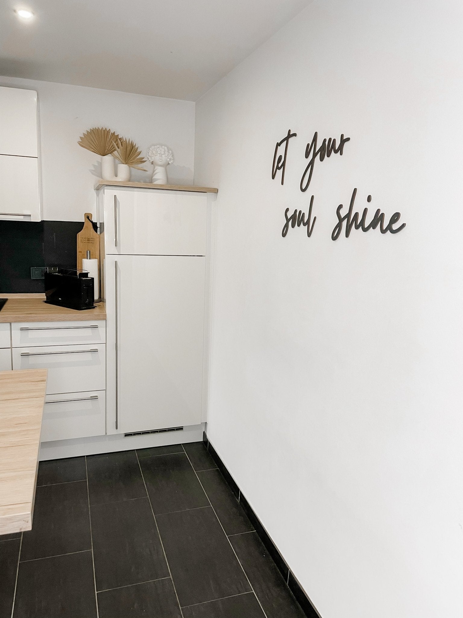 Wanddeko Holz Wohnzimmer | Let you soul shine - XXL Spruch | 3D Schriftzug - lyllevenn-store