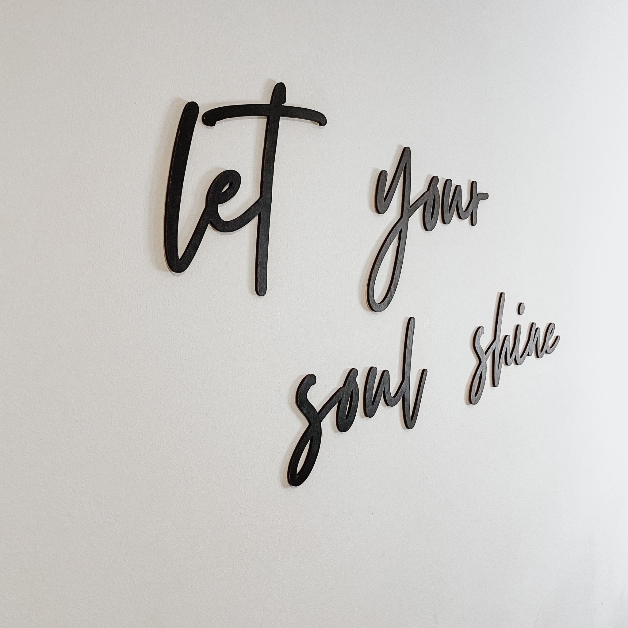 Wanddeko Wohnzimmer Holz | Let you soul shine - XXL Spruch | 3D Schriftzug - lyllevenn-store