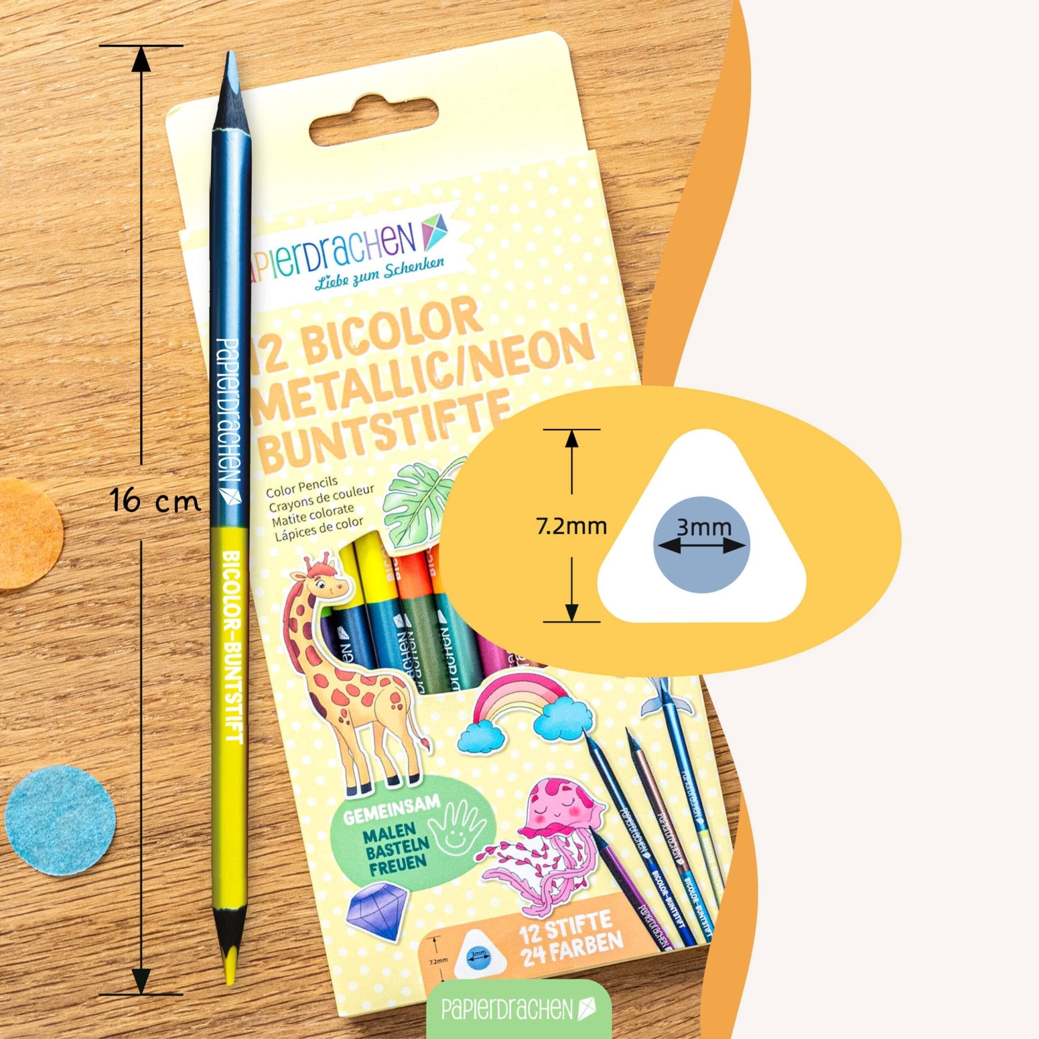 12 Bicolor Buntstifte - Metallic und Neon - lyllevenn