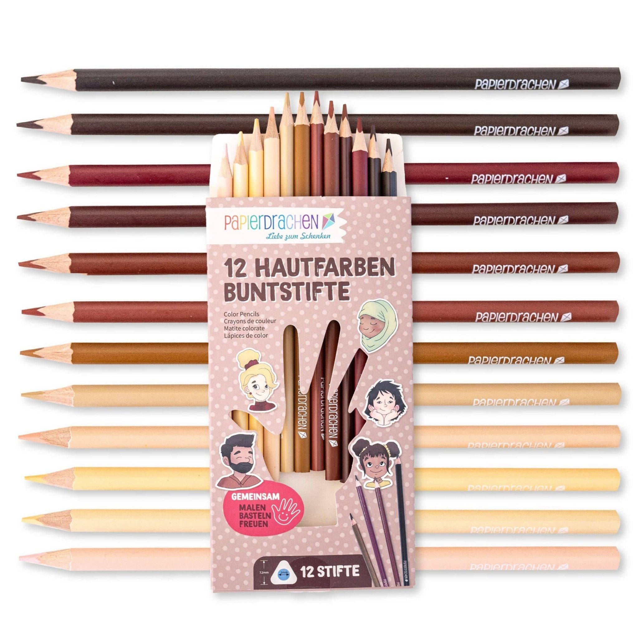 12 Buntstifte - in Hautfarben - lyllevenn