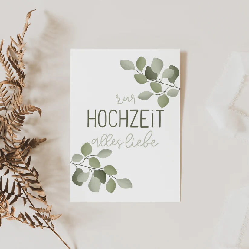 Postkarte - Hochzeit Eukalyptuszweige