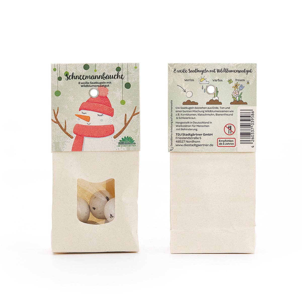 Schneemannbäuche – Weiße Saatkugeln