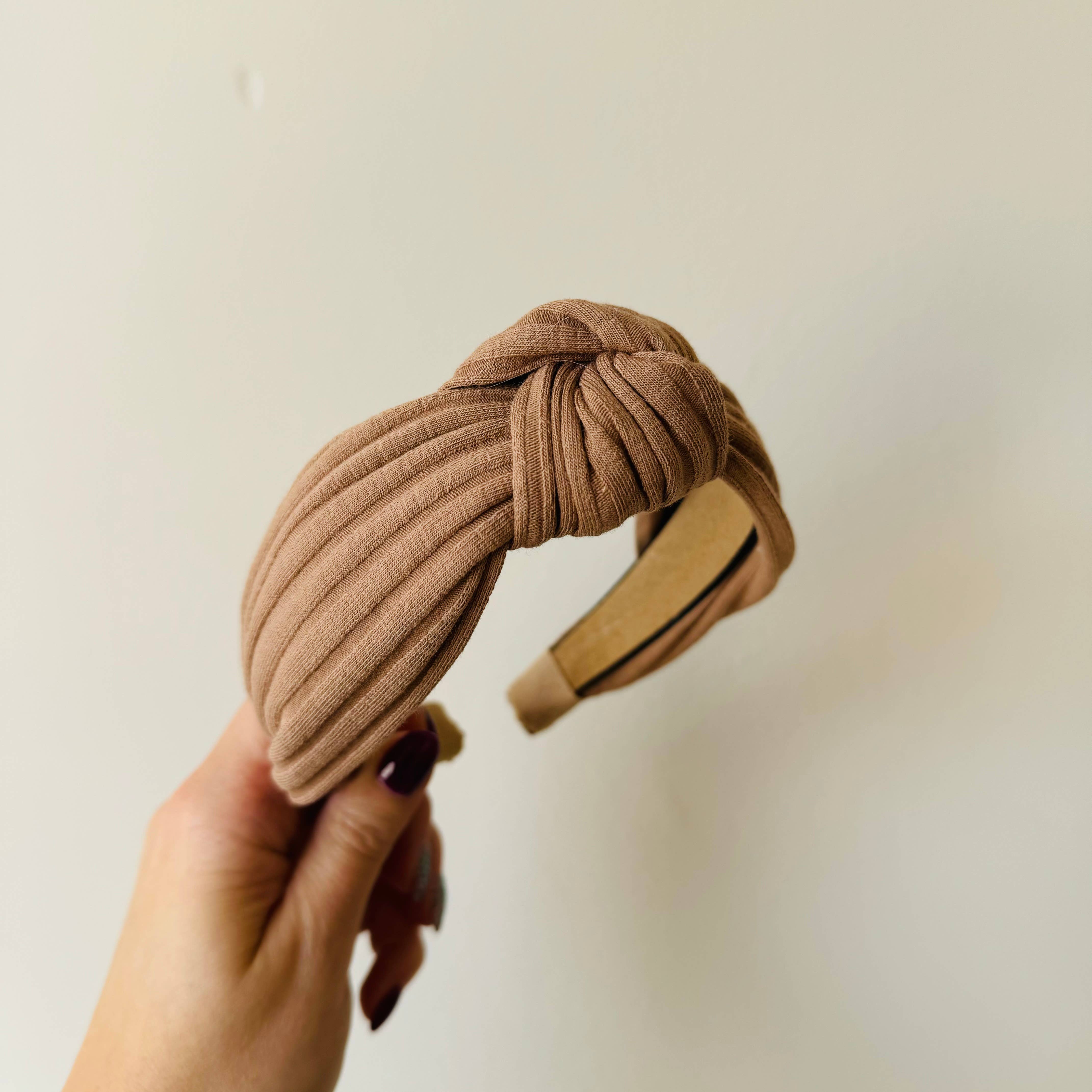 Knoten-Haarband Rib in Kakao
