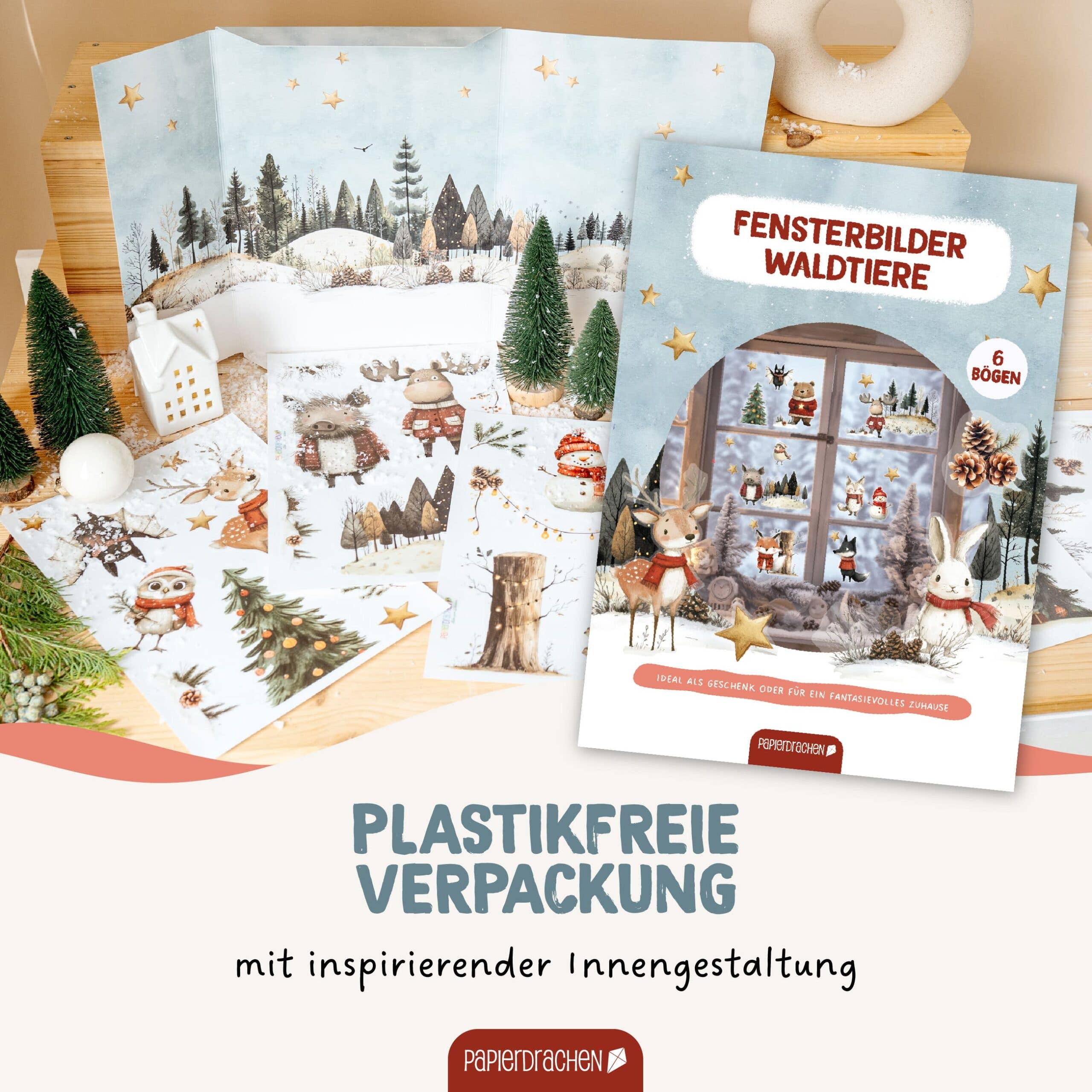 Fensterbilder Weihnachten – Waldtiere