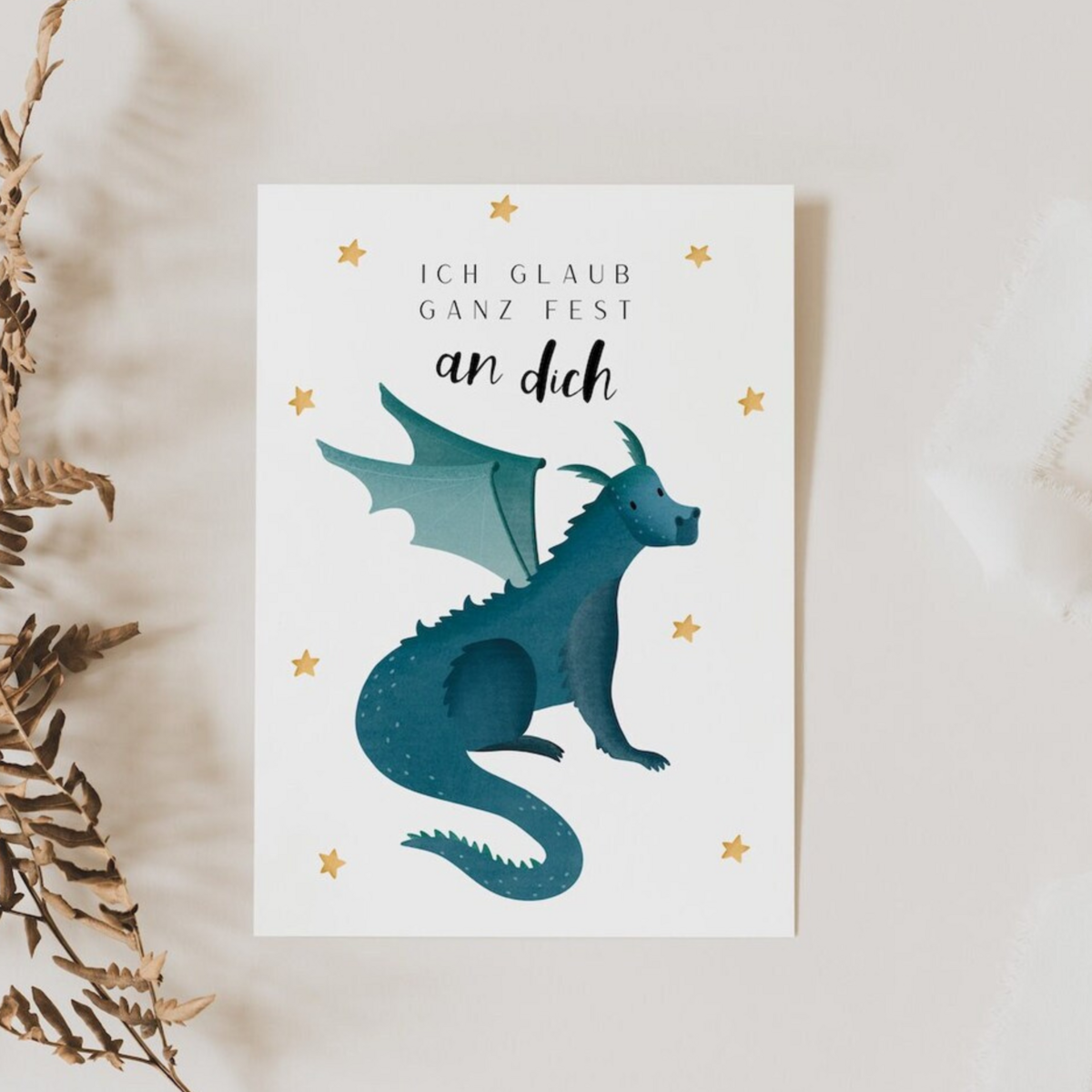 Postkarte Ich glaub an Dich - Drache
