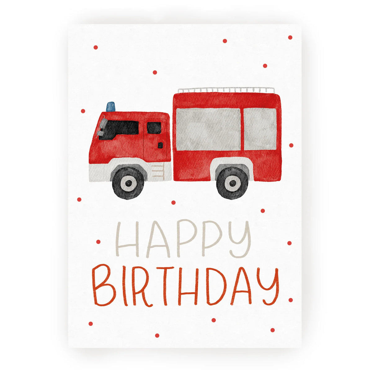 Postkarte - Feuerwehrauto "Happy Birthday" - lyllevenn