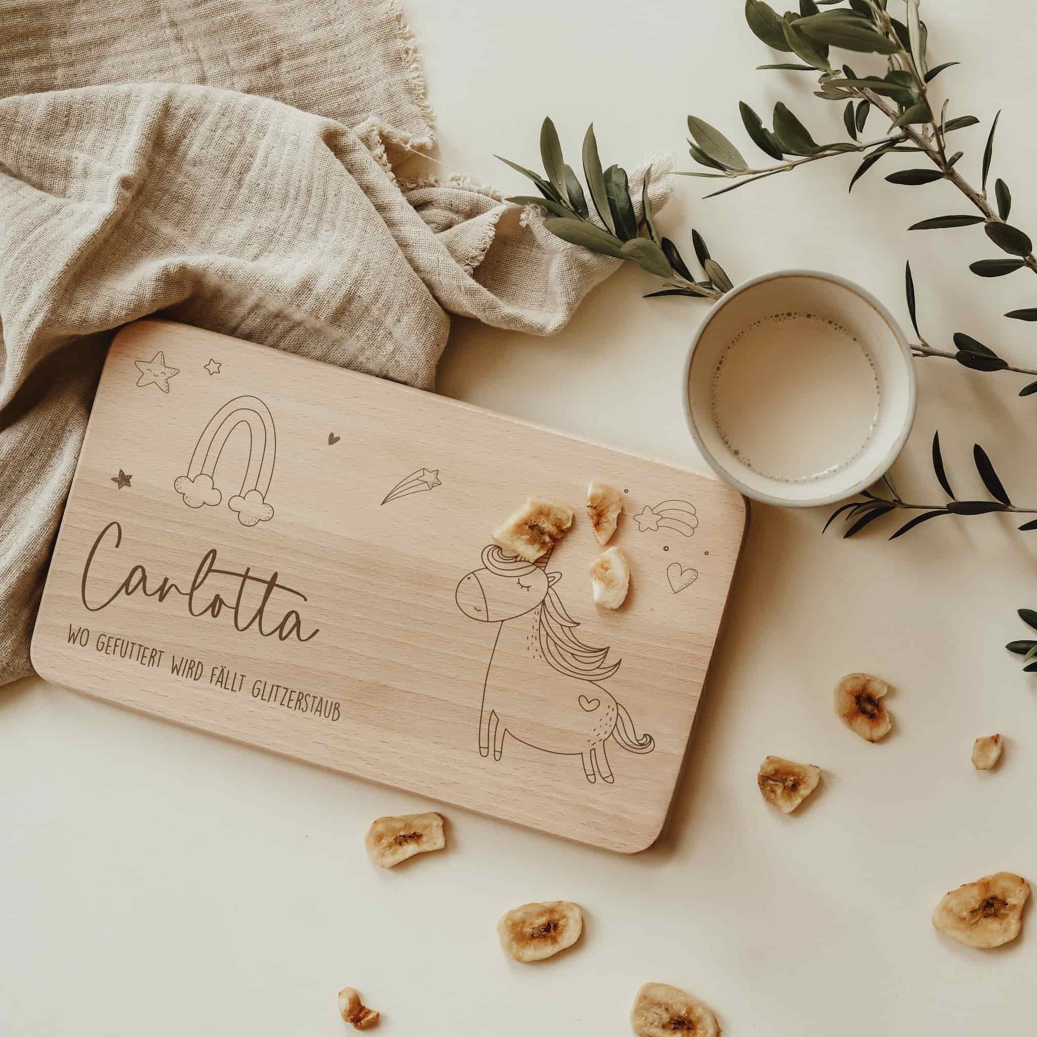 Personalisiertes Frühstücksbrettchen - Einhorn