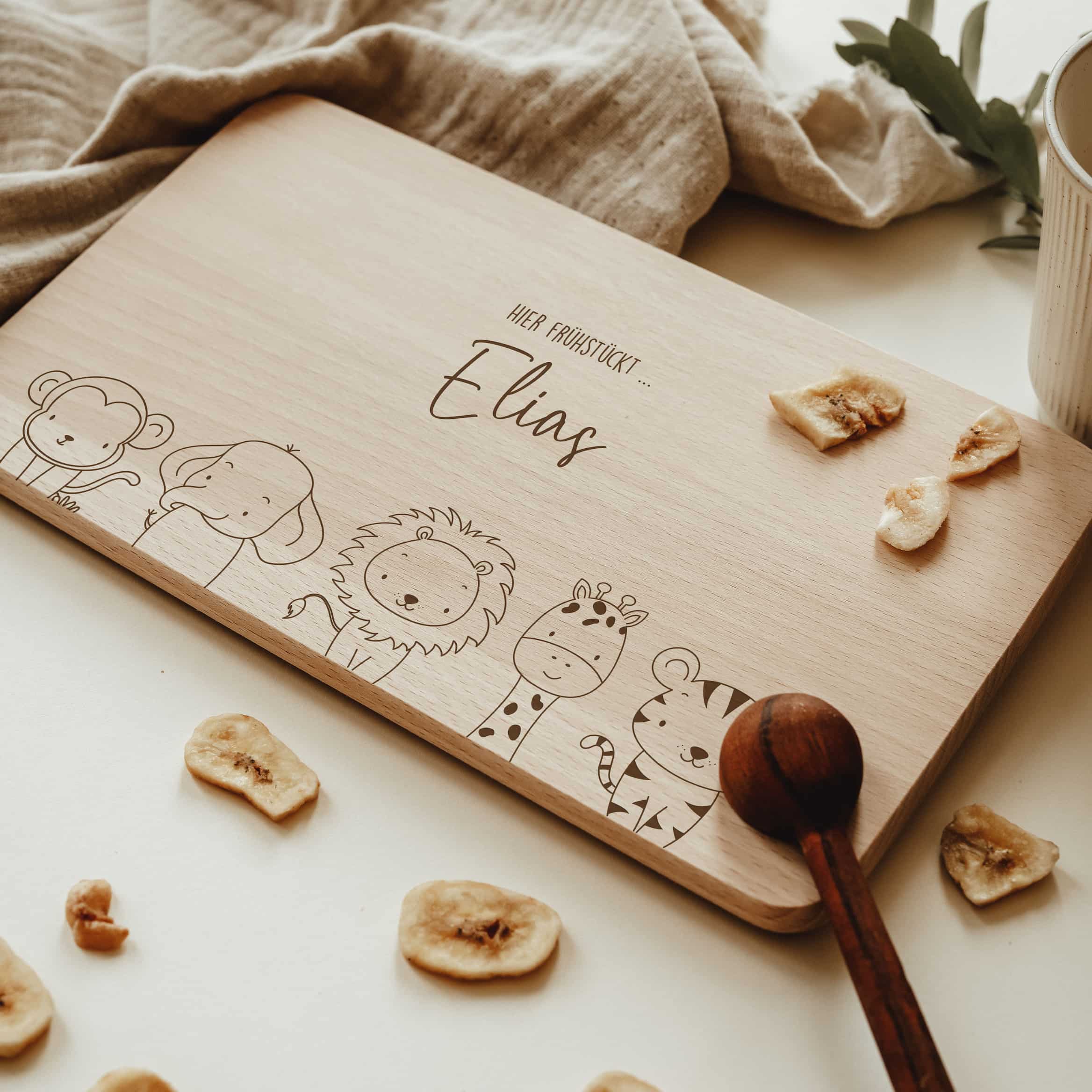 Personalisiertes Frühstücksbrettchen - Safari