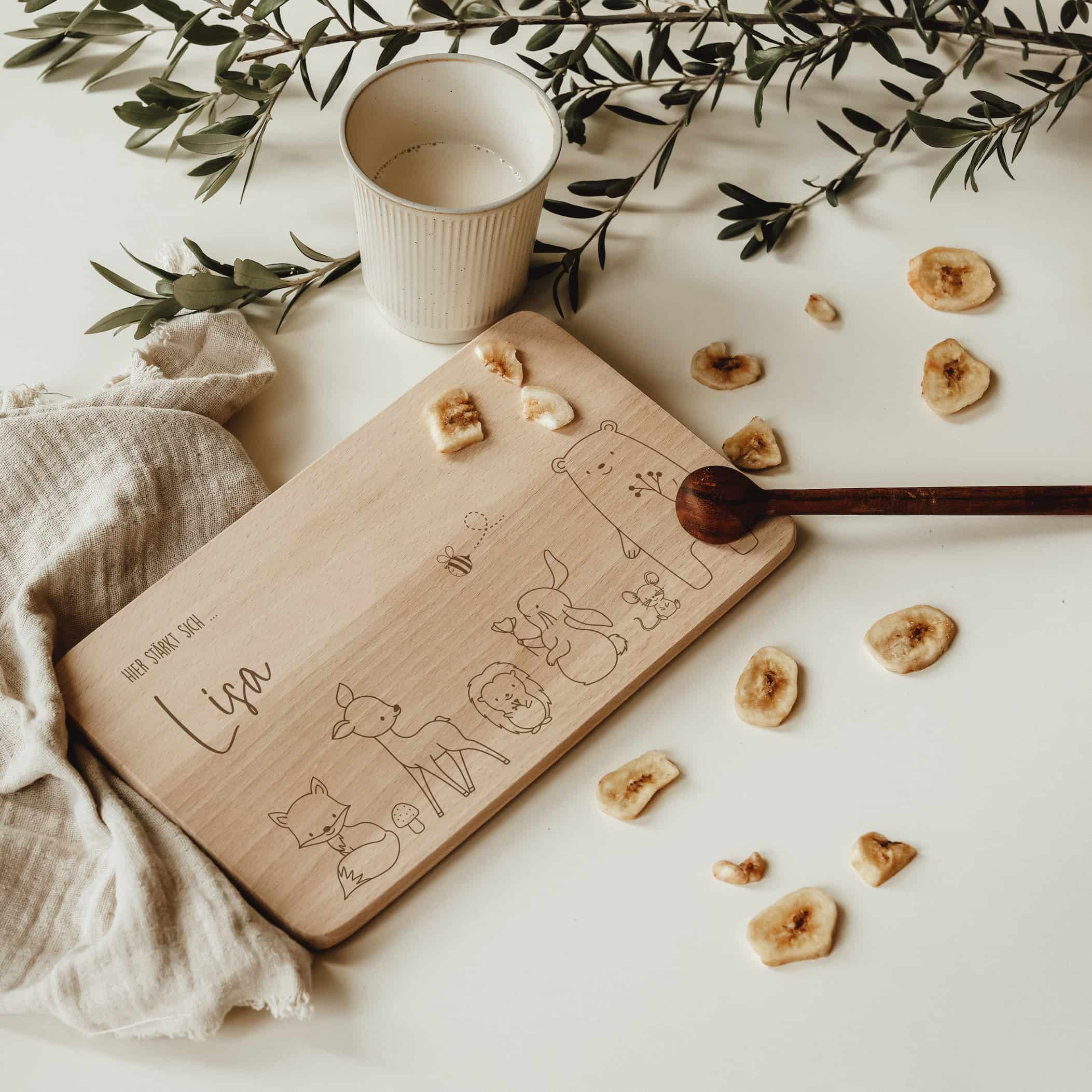 Personalisiertes Frühstücksbrettchen - Waldtiere