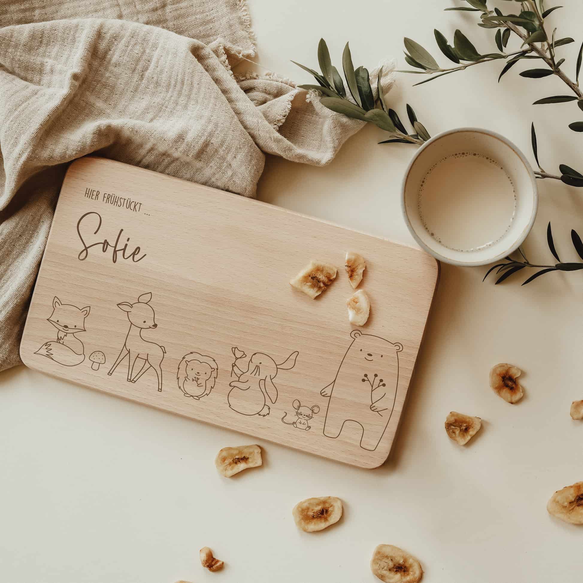 Personalisiertes Frühstücksbrettchen - Waldtiere