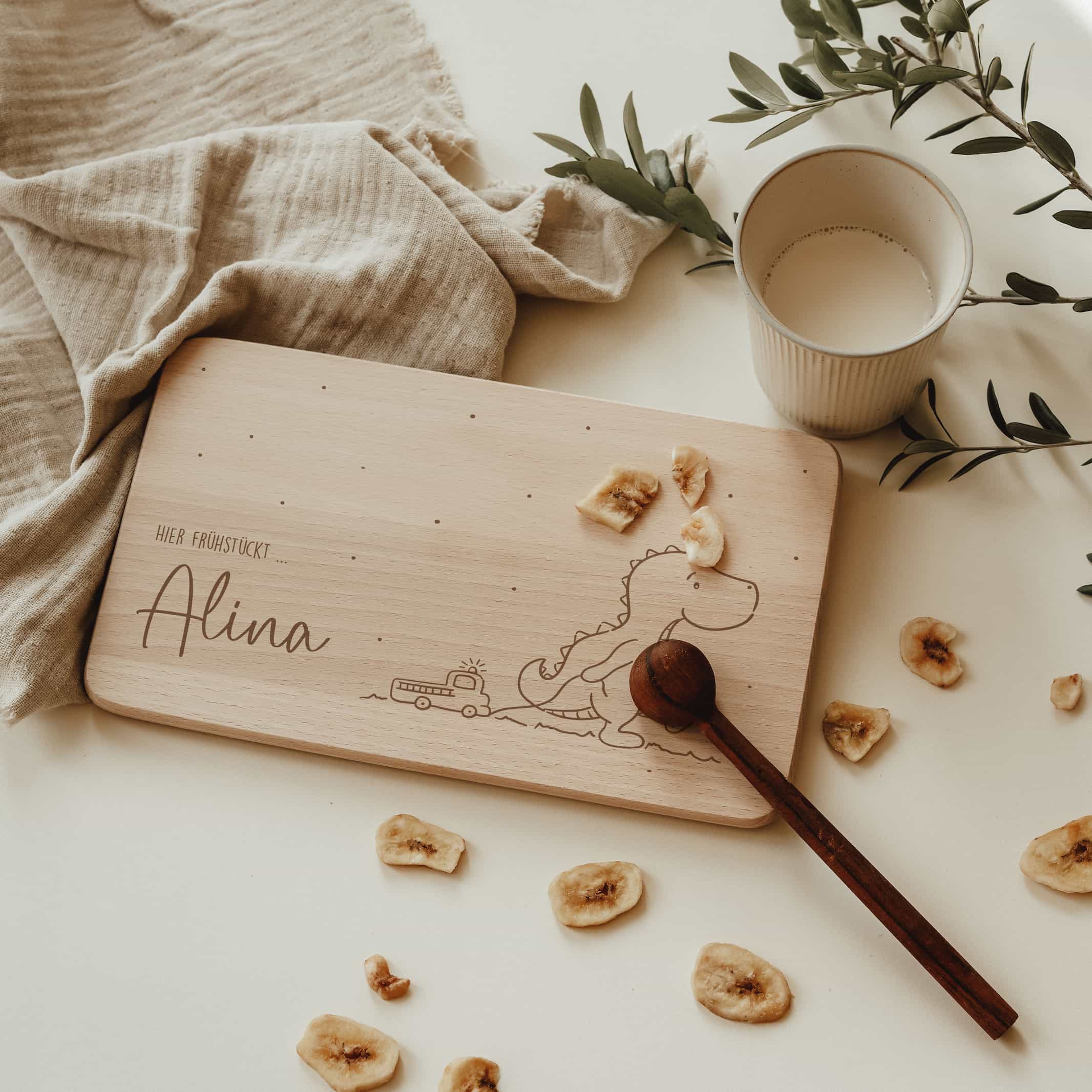 Personalisiertes Frühstücksbrettchen - Dino