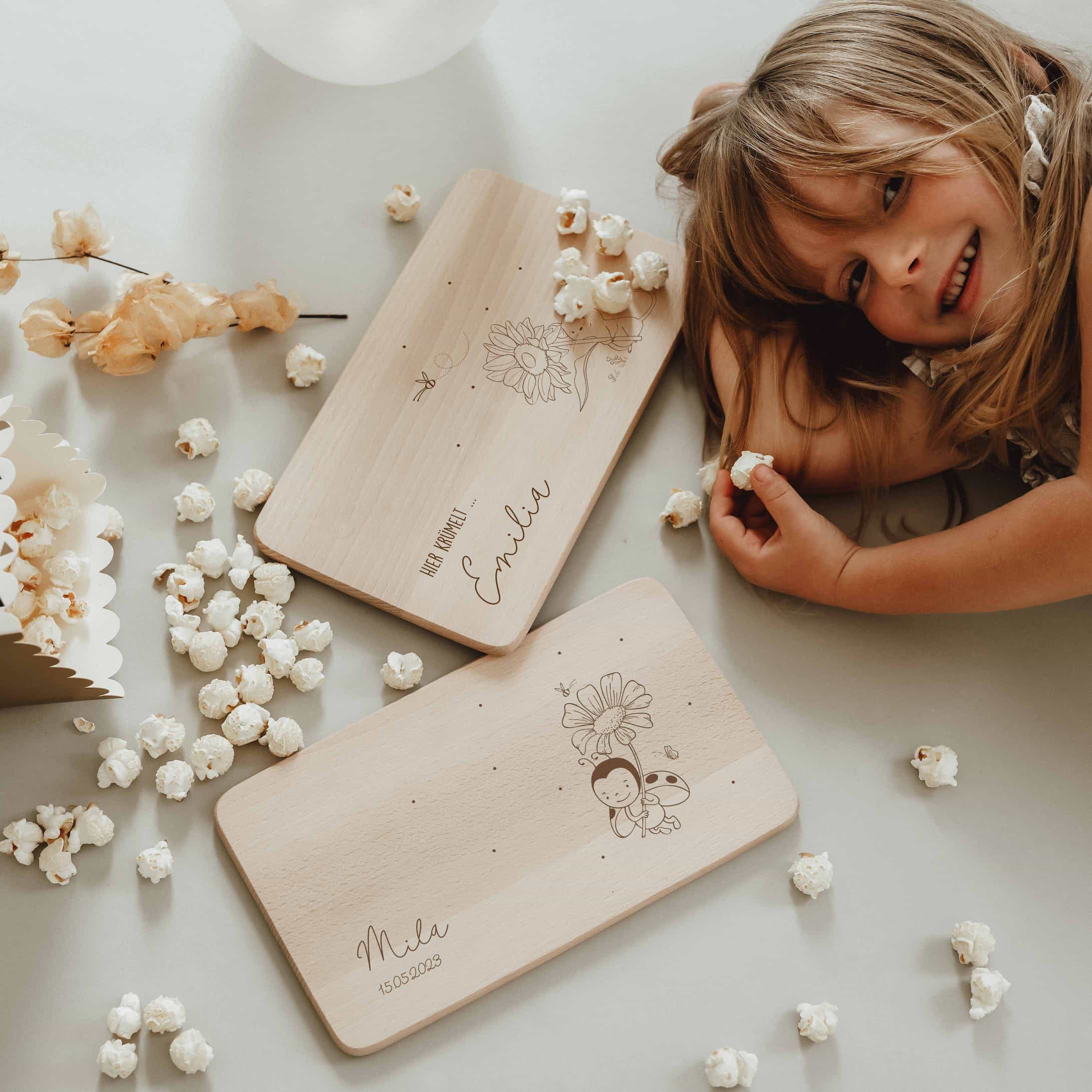 Personalisiertes Frühstücksbrettchen - Kleine Freunde